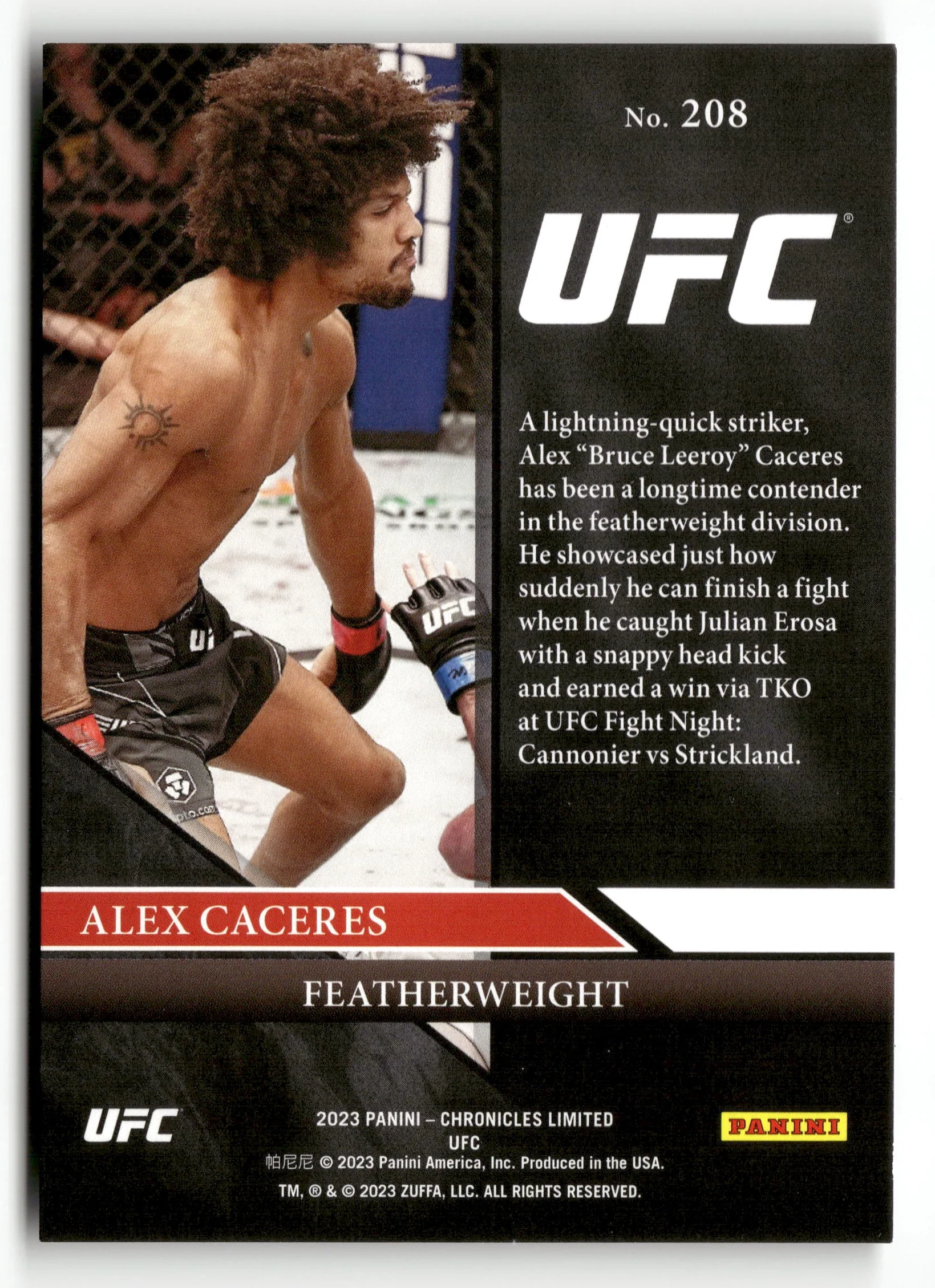2023 Panini Chronicles UFC #208 Alex Caceres Purple #/49 - Image 2