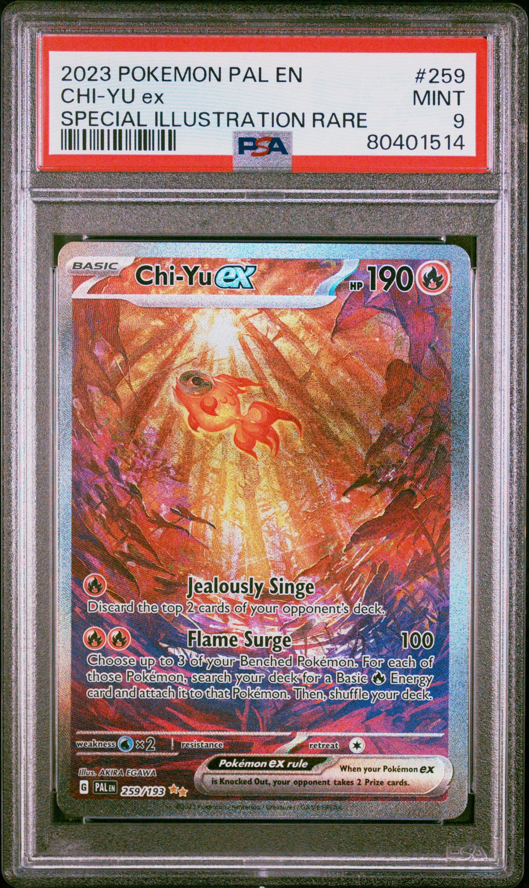 2023 Pokemon Pal En-Paldea Evolved #259 Chi-Yu Ex SIR PSA 9