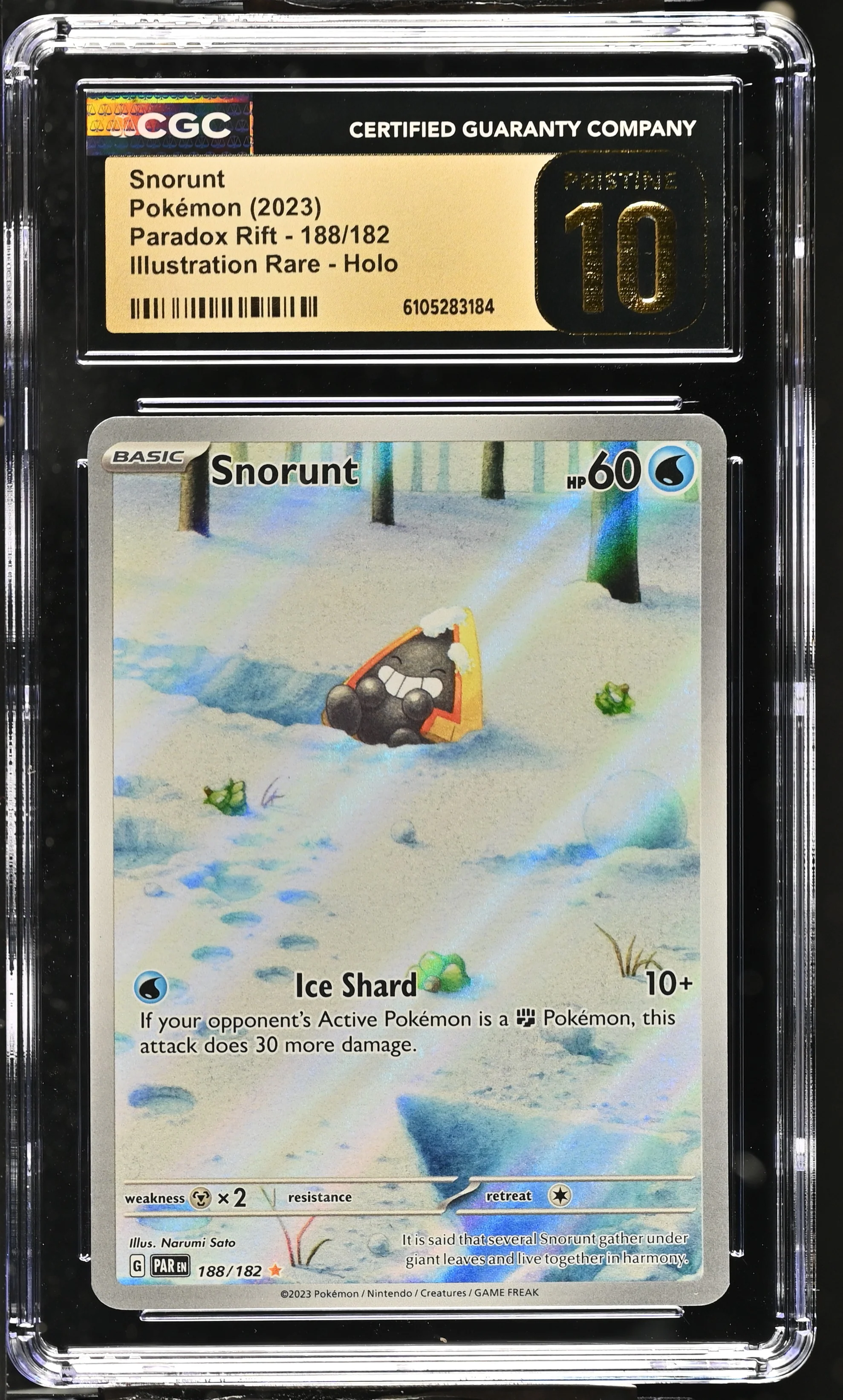 2023 Pokemon Paradox Rift #188/182 Snorunt Illustration Rare CGC Pristine 10