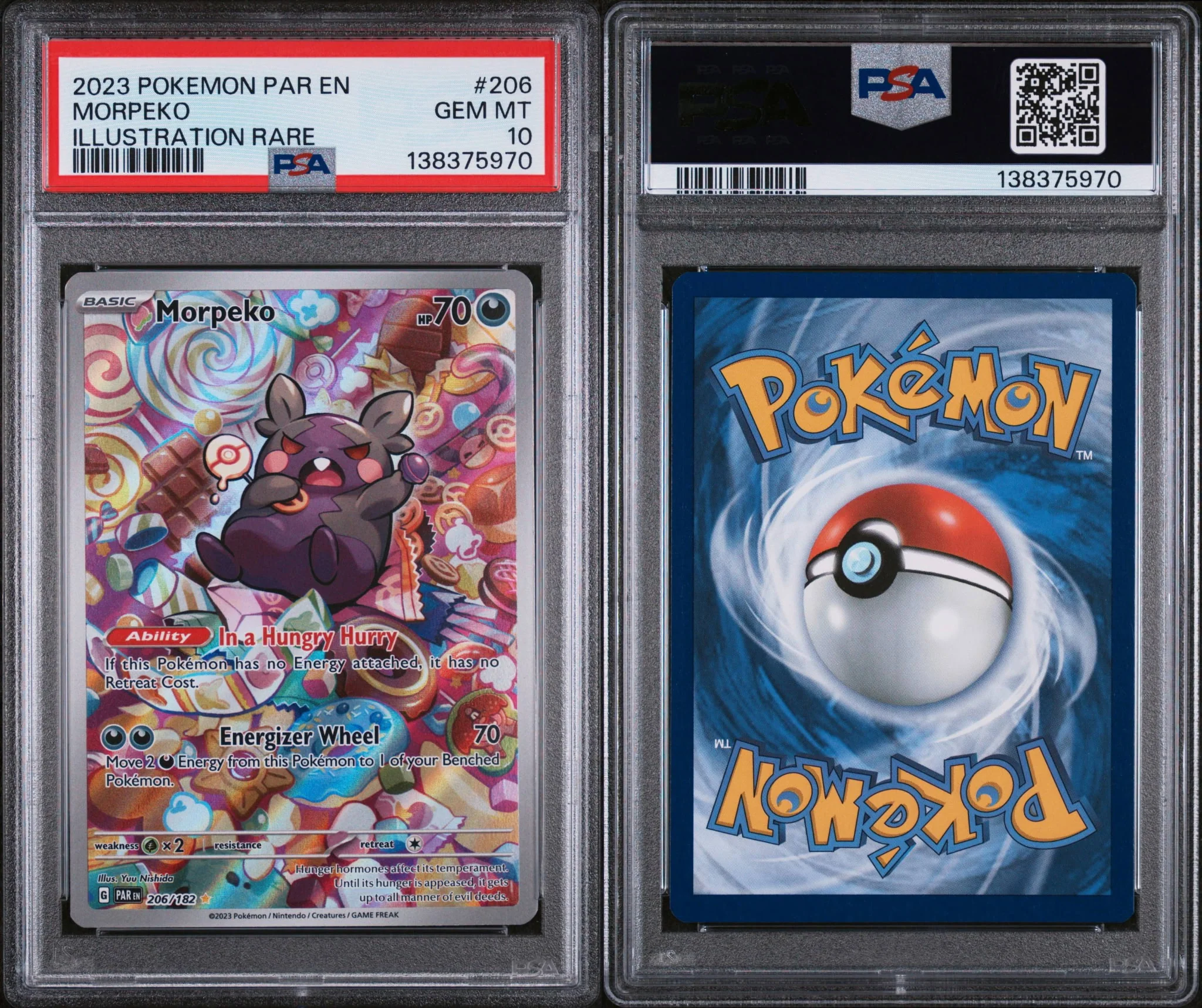 2023 Pokemon Paradox Rift 206/182 Morpeko Illustration Rare PSA 10 - Image 3