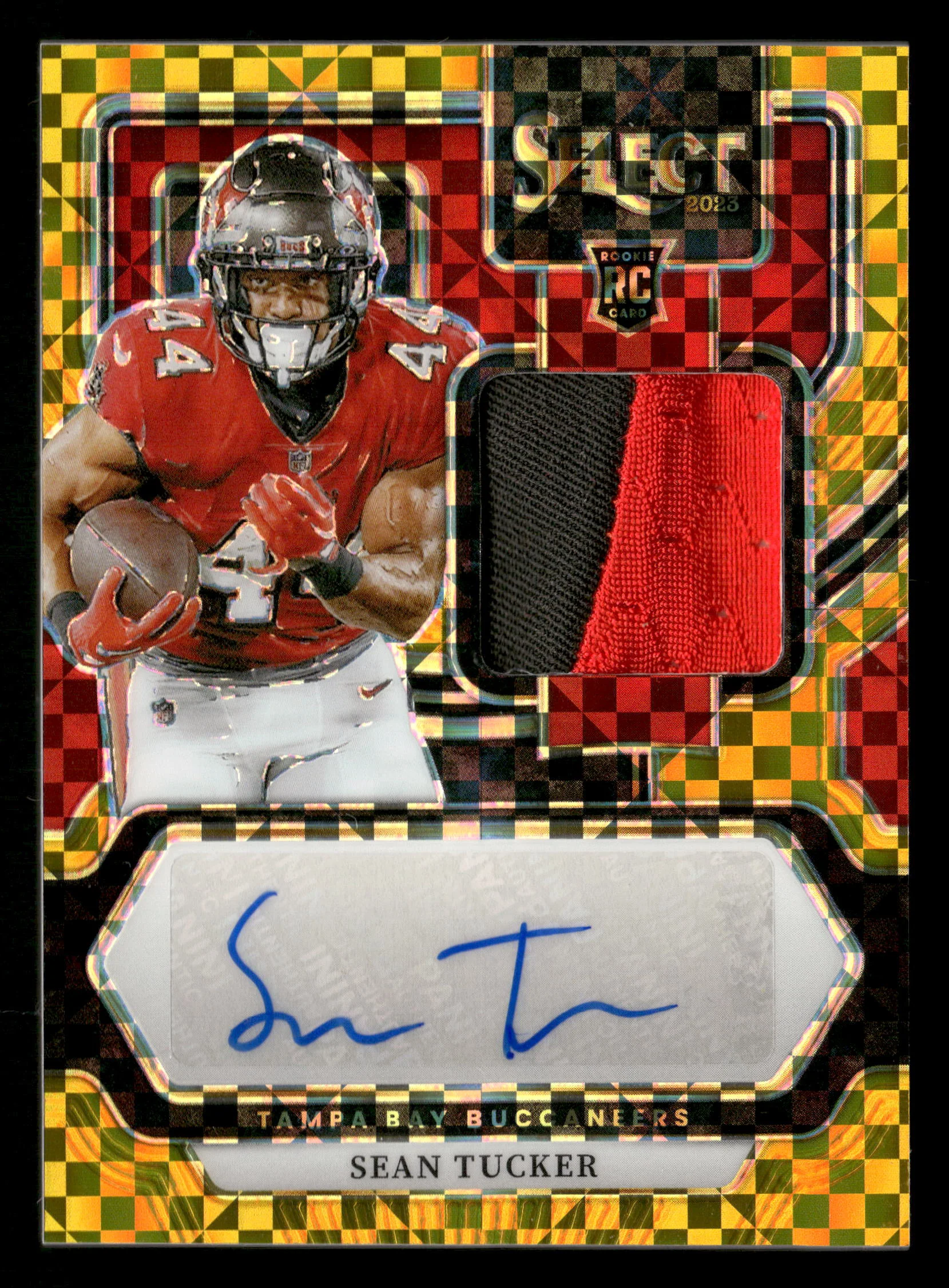 2023 Select #RSM-STU Sean Tucker Rookie Signature Memorabilia Gold Prizm #/10