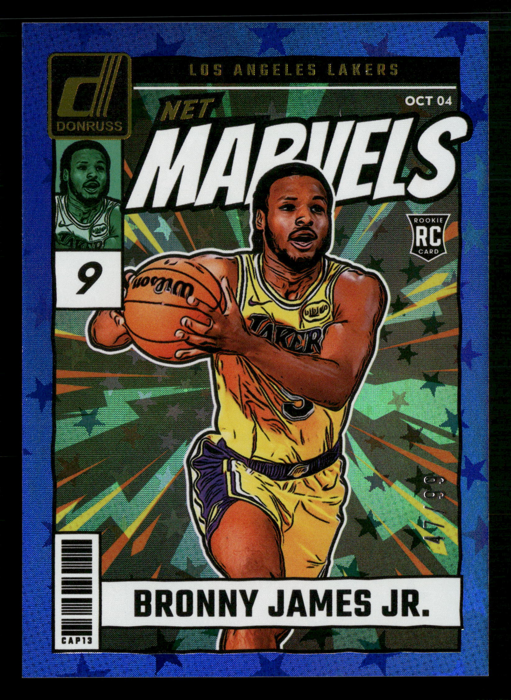 2024-25 Donruss #11 Bronny James Jr. Net Marvels /99 Blue Star Refractor