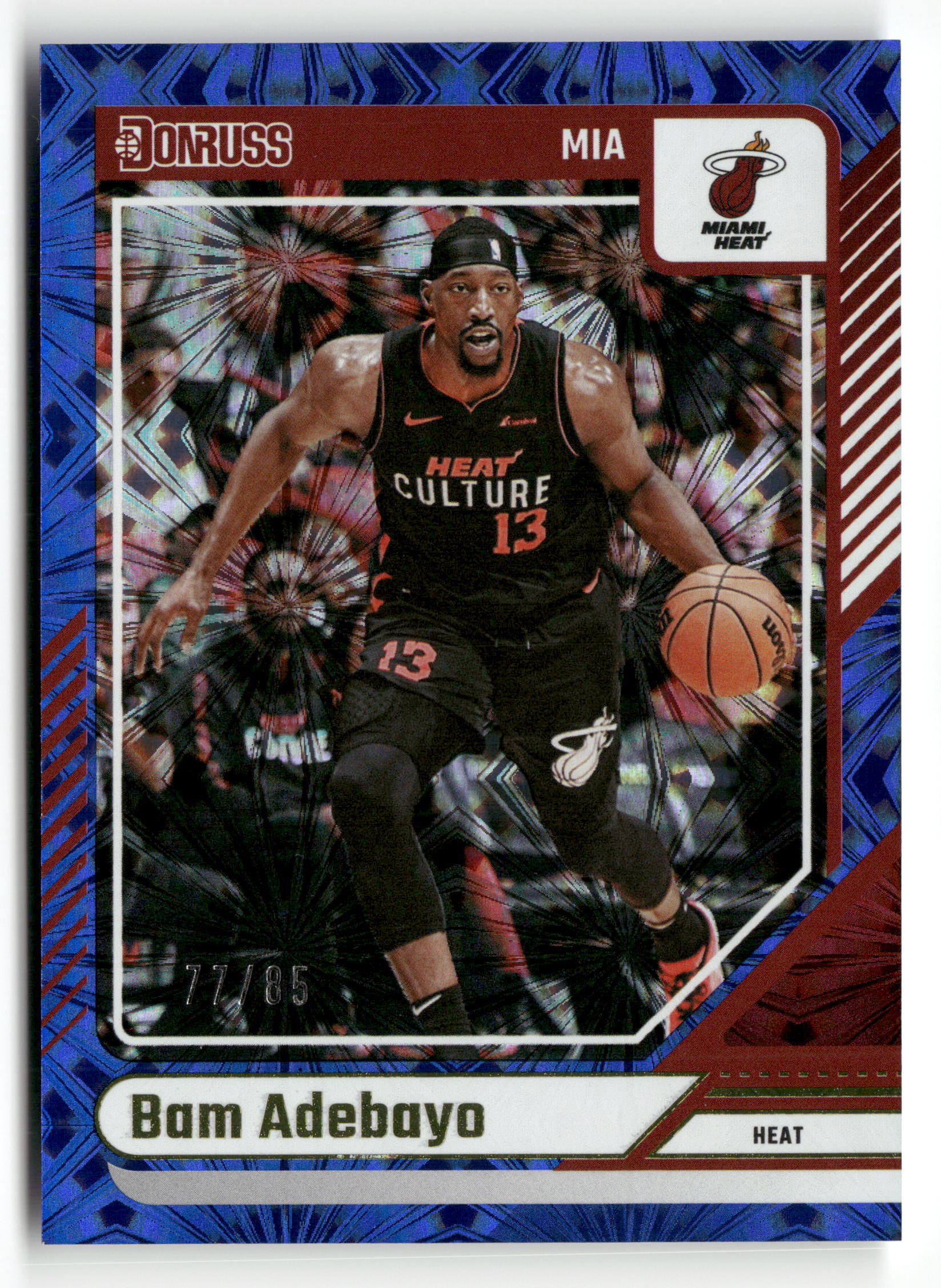 2024-25 Donruss #92 Bam Adebayo International Blue Fireworks #/85 - Image 3