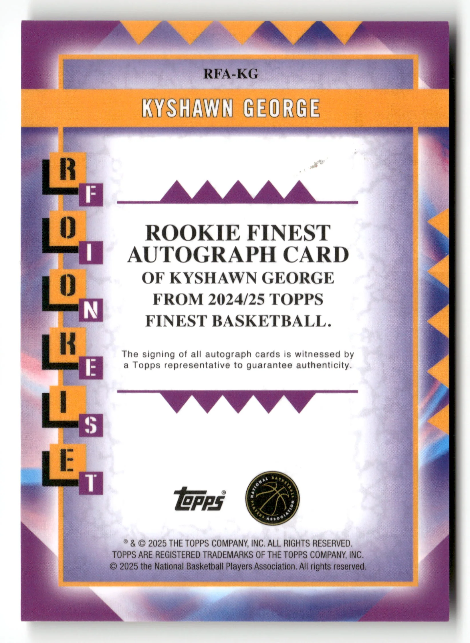 2024-25 Finest #RFA-KG Kyshawn George Rookie Auto Gold Geometric Refractor #/50 - Image 2