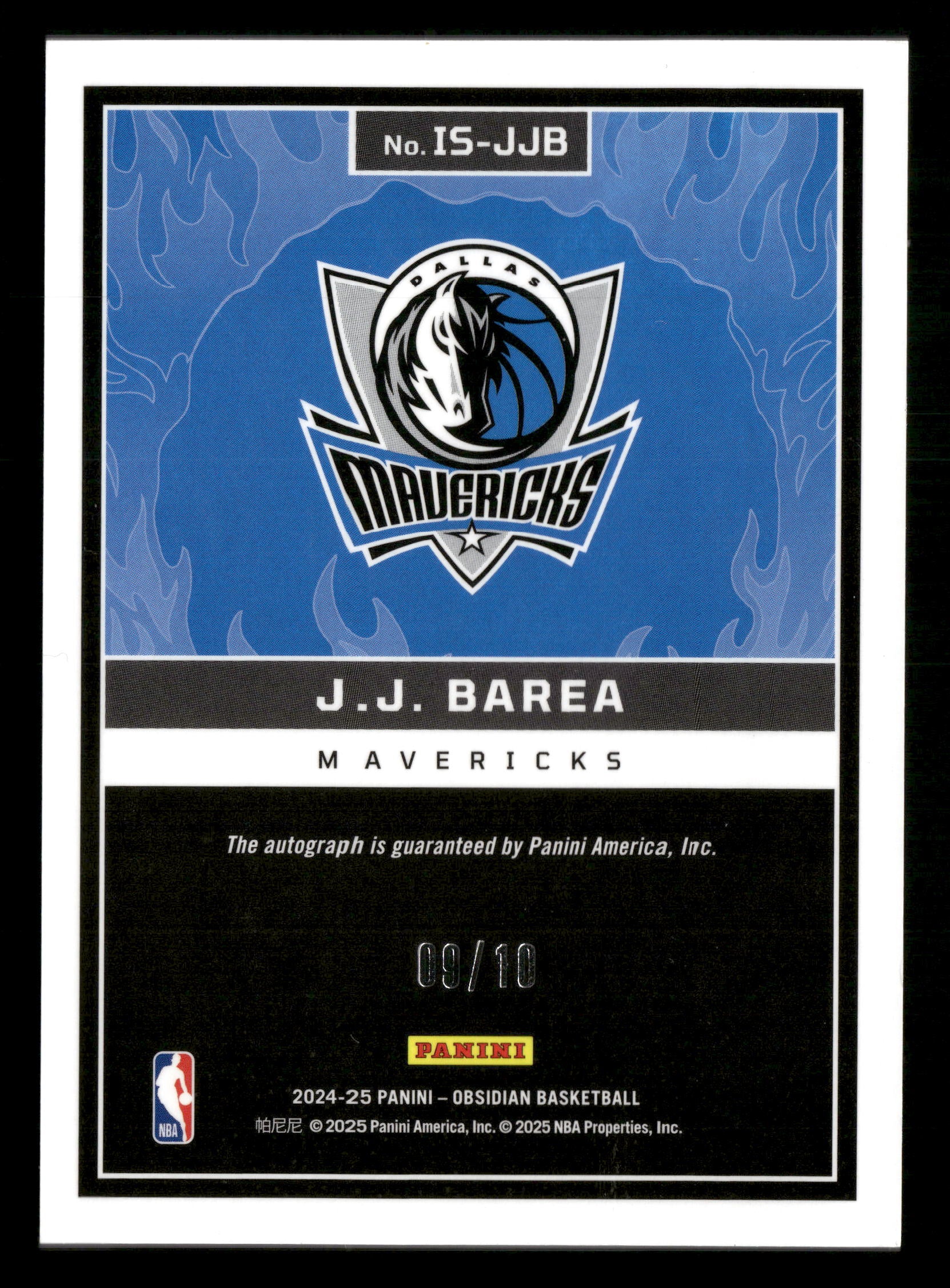 2024-25 Obsidian J.J. Barea Ignited Signatures Electric Etch Molten Mojo #/10 - Image 2