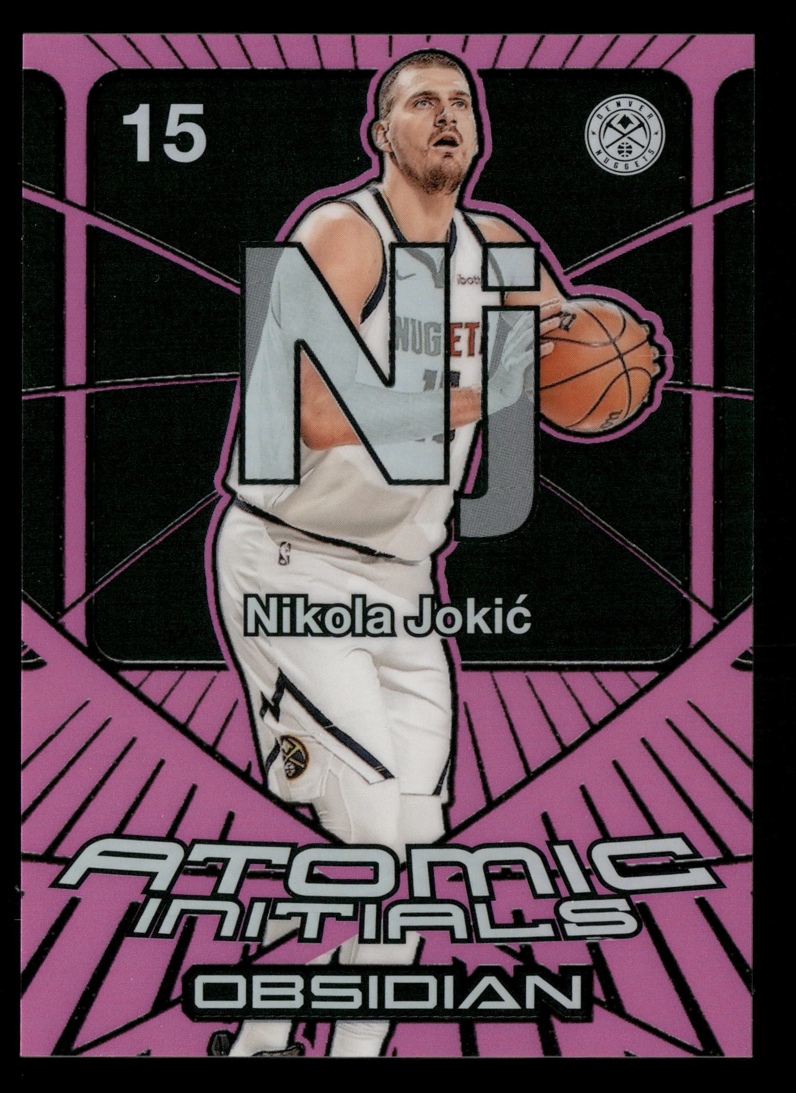 2024/25 Obsidian No.9 Nikola Jokic Obsidian Atomic Initials Pink Flood /49