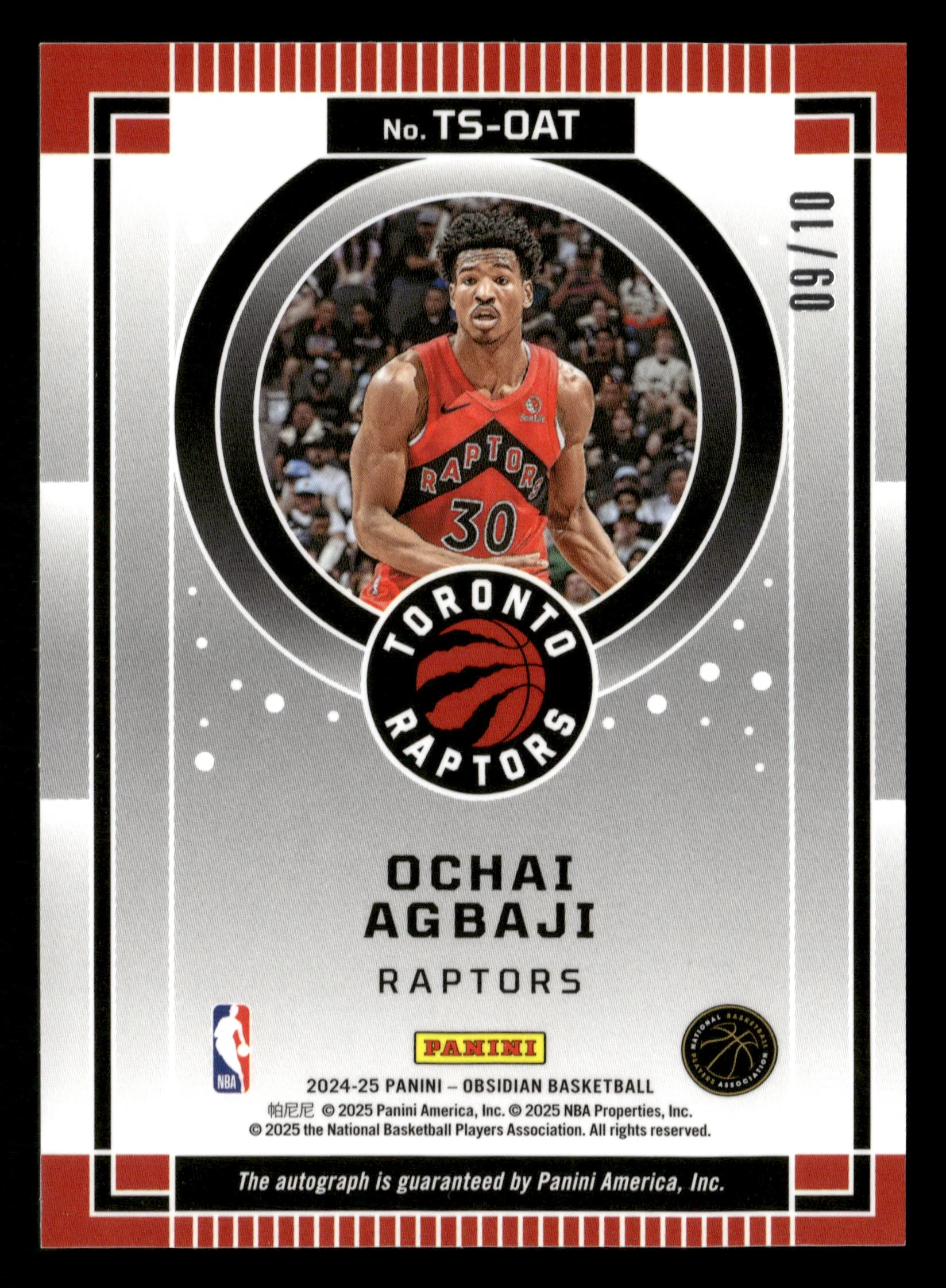 2024-25 Obsidian #TS-OAT Ochai Agbaji Twilight Signatures Etch Gold  #/10 - Image 2