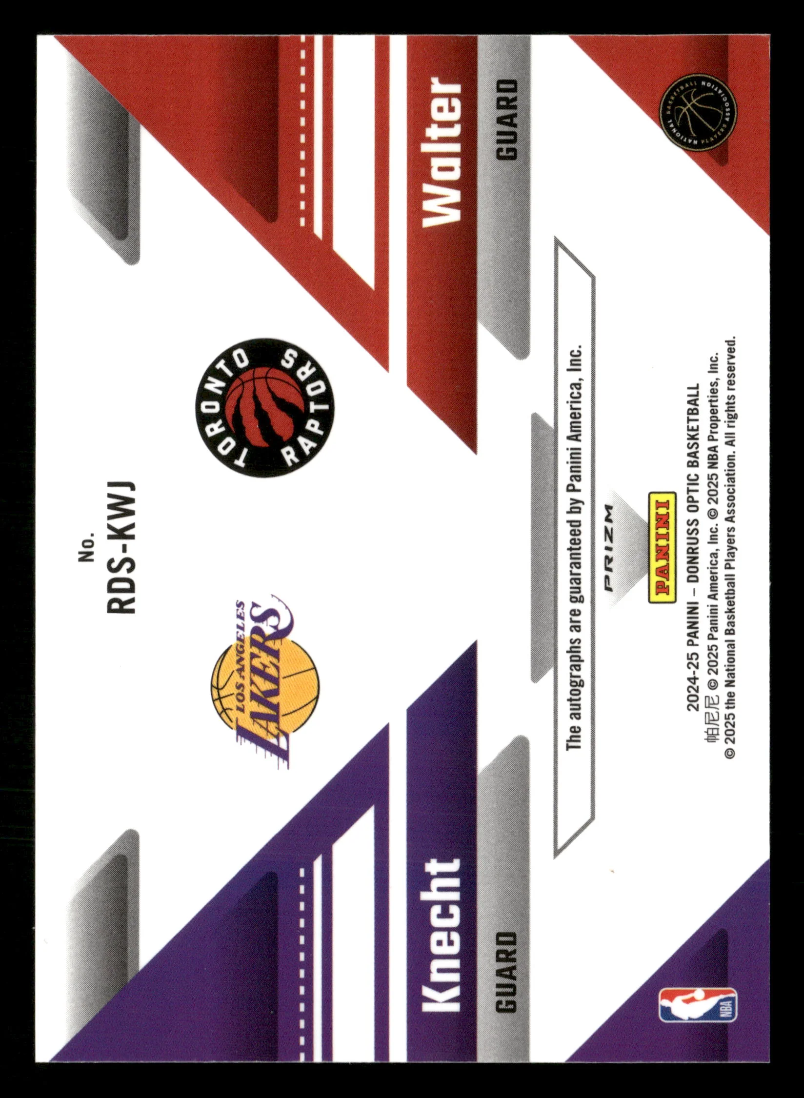 2024-25 Optic #RDS-KWJ Dalton Knecht / Ja'Kobe Walter RC Dual Signatures Choice - Image 2