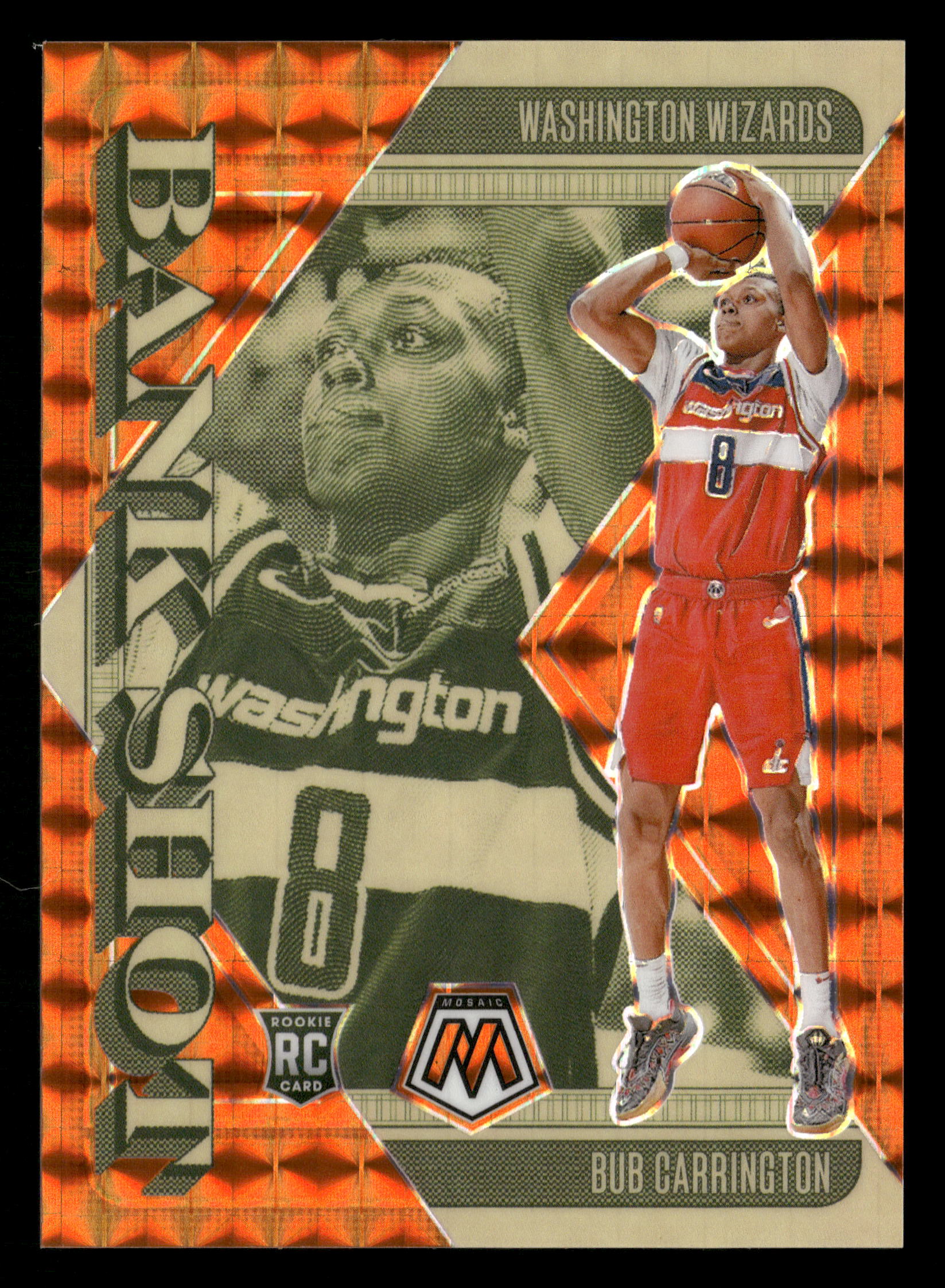 2024-25 Panini Mosaic #12 Bub Carrington Bank Shot Mosaic Orange #/49