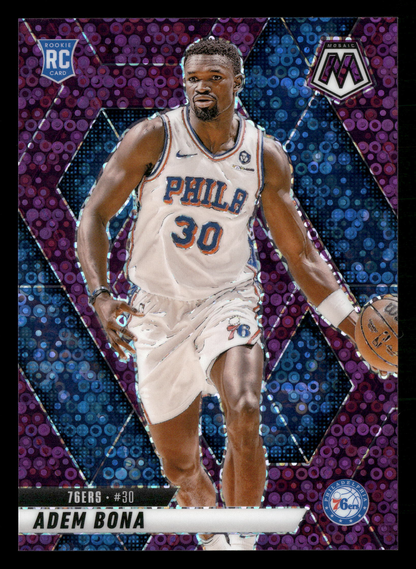 2024-25 Panini Mosaic #210 Adem Bona Fast Break Purple Mosaic #/50 - Image 3
