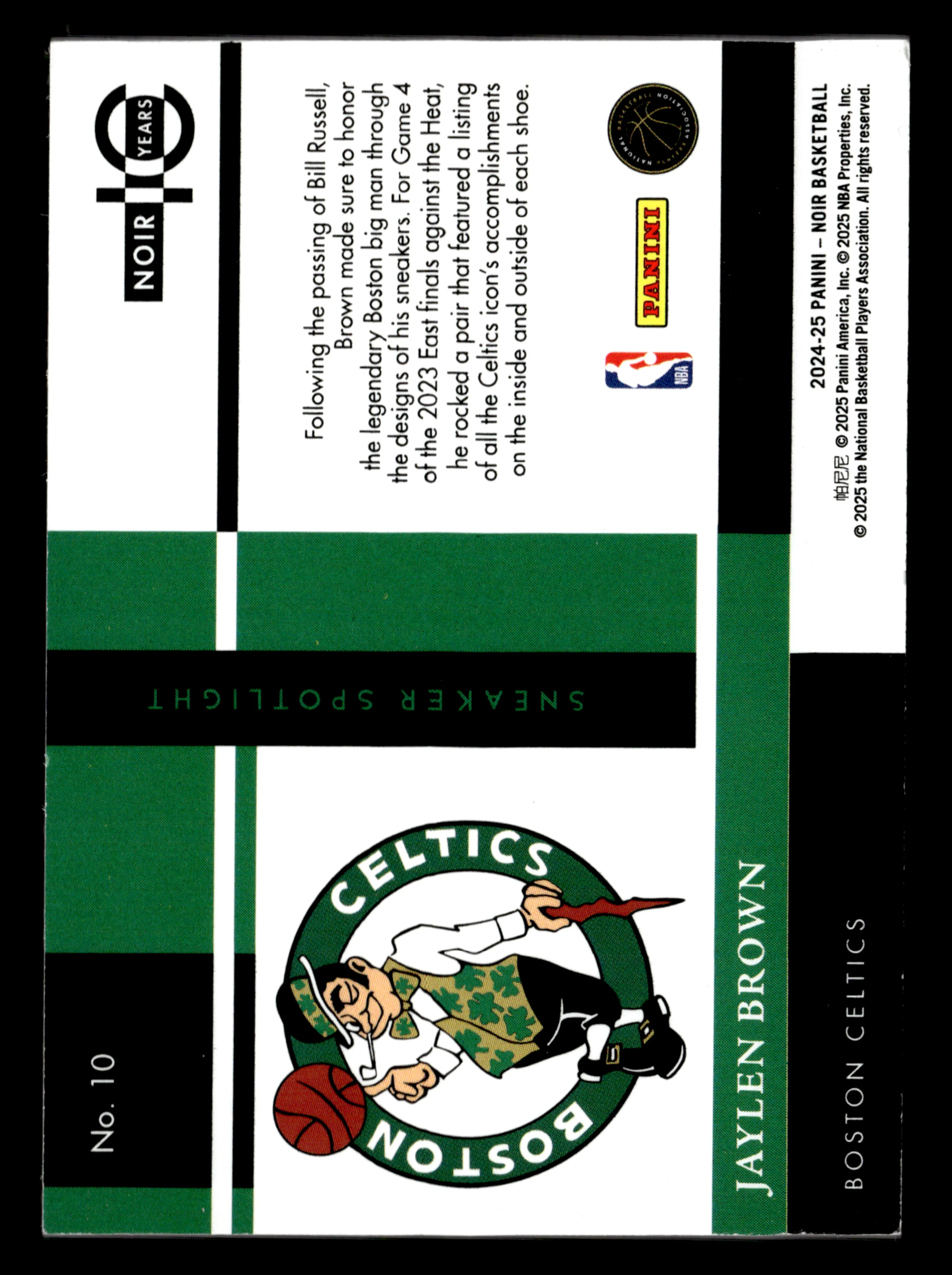 2024-25 Panini Noir #10 Jaylen Brown Sneaker Spotlight #/99 - Image 2