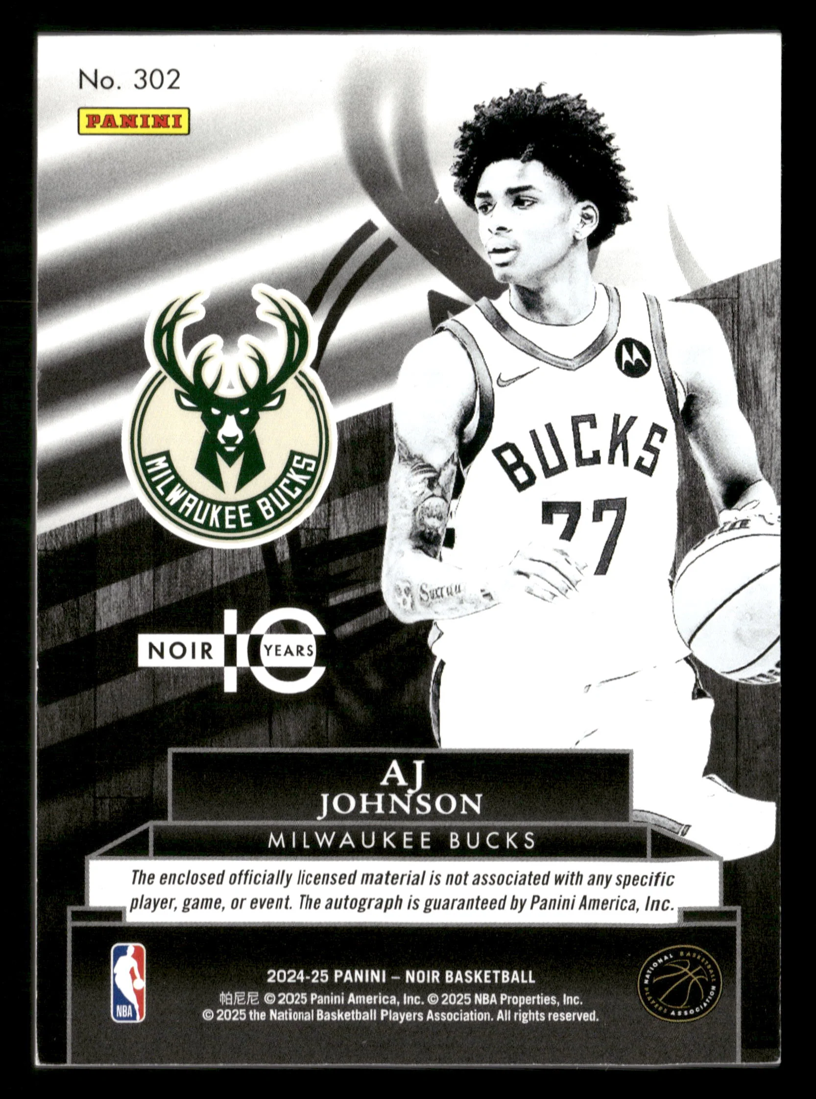 2024-25 Panini Noir #302 AJ Johnson #/99 - Image 2