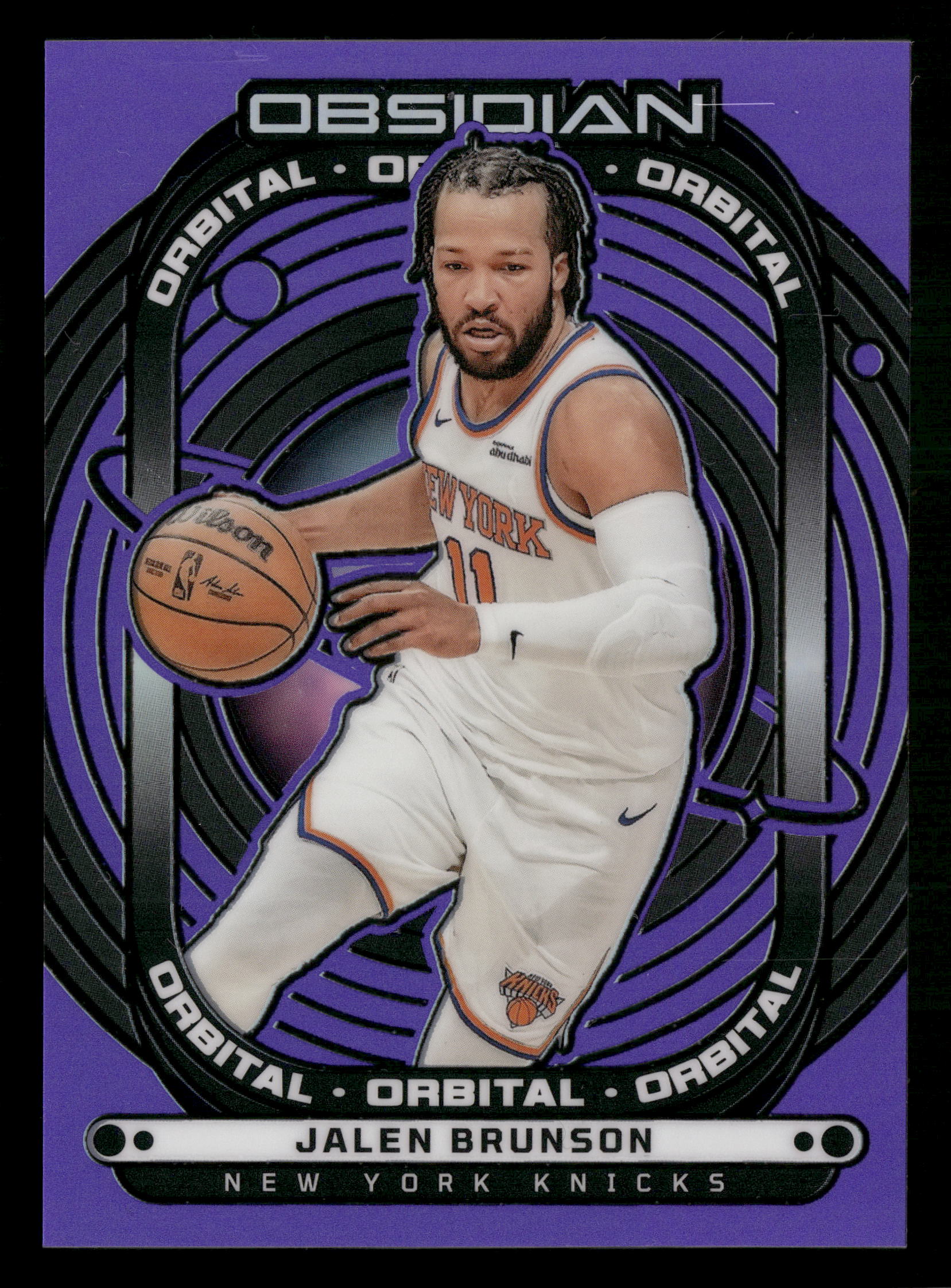 2024-25 Panini Obsidian #4 Jalen Brunson Orbital Electric Etch Purple Flood #/75