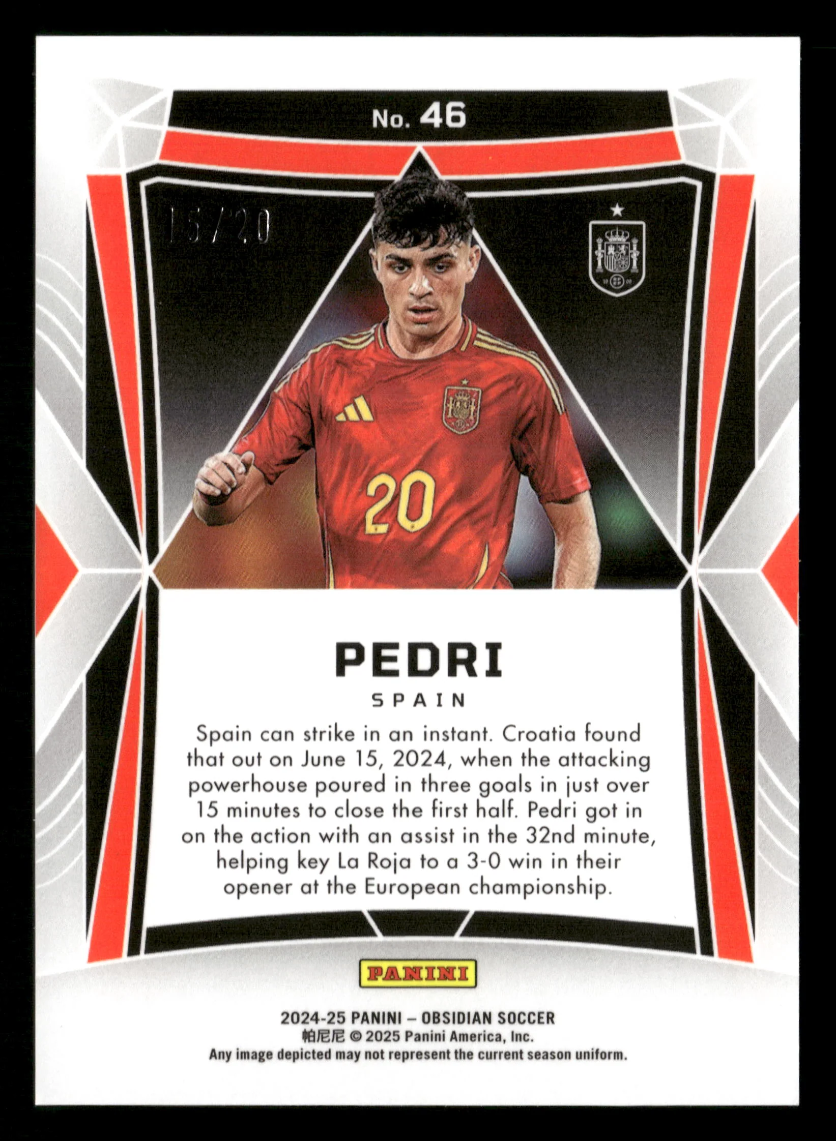 2024-25 Panini Obsidian #46 Pedri Electric Etch Blue #/20 - Image 2