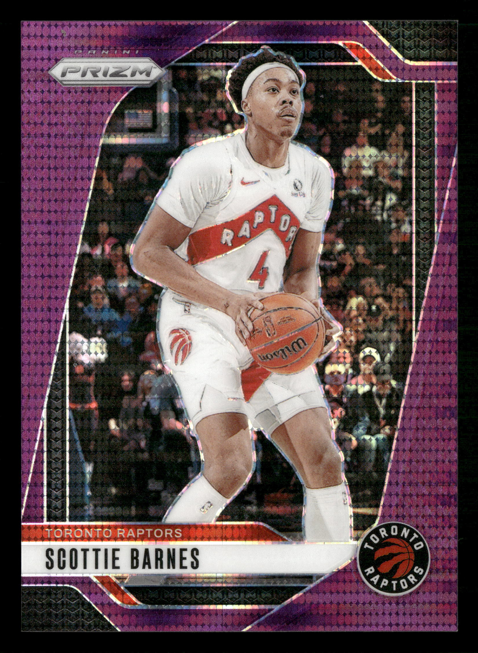 2024-25 Panini Prizm #16 Scottie Barnes Prizms Purple Pulsar #/35