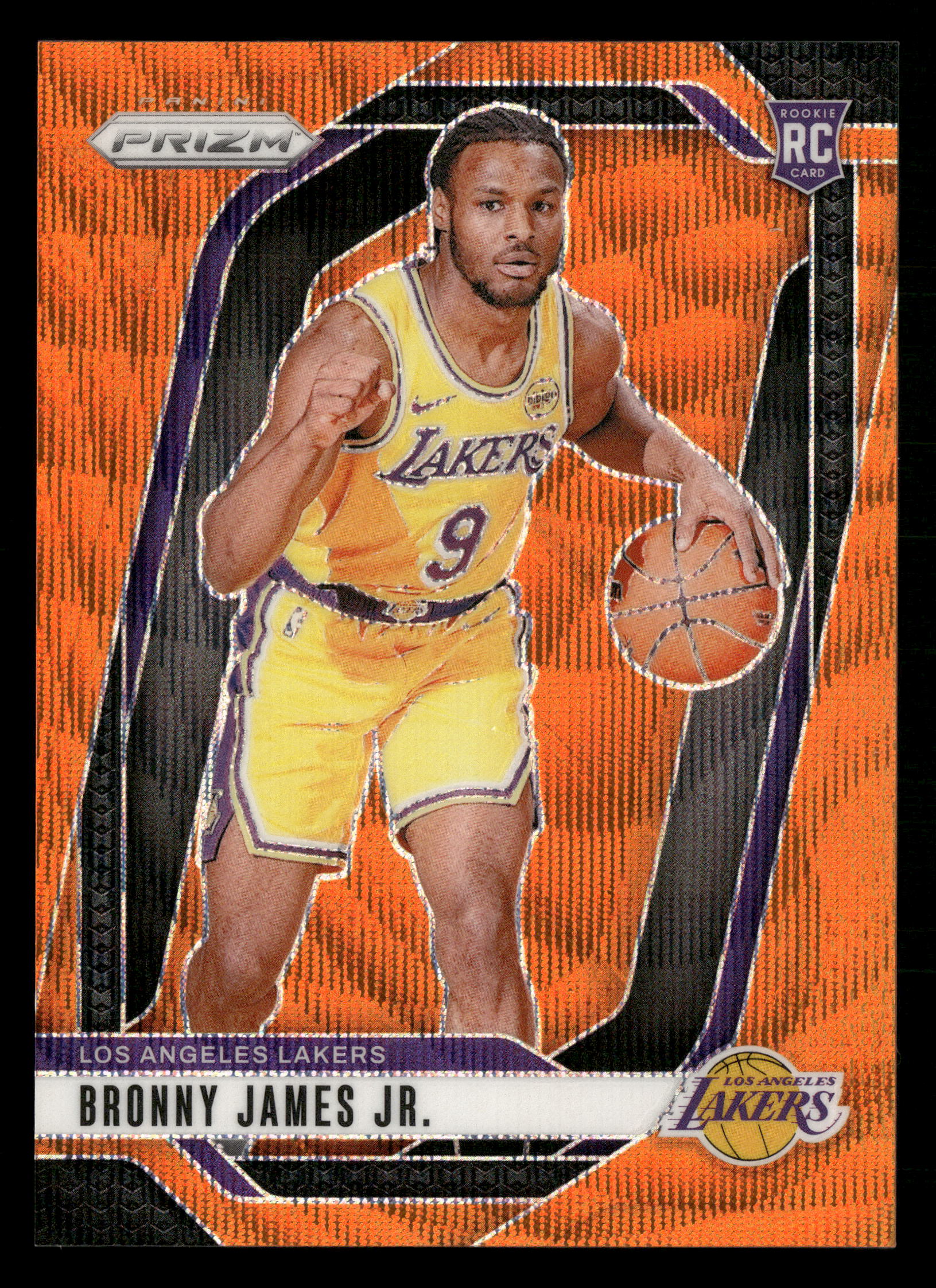 2024-25 Panini Prizm #243 Bronny James Jr. Prizms Wave Orange #/60 - Image 3