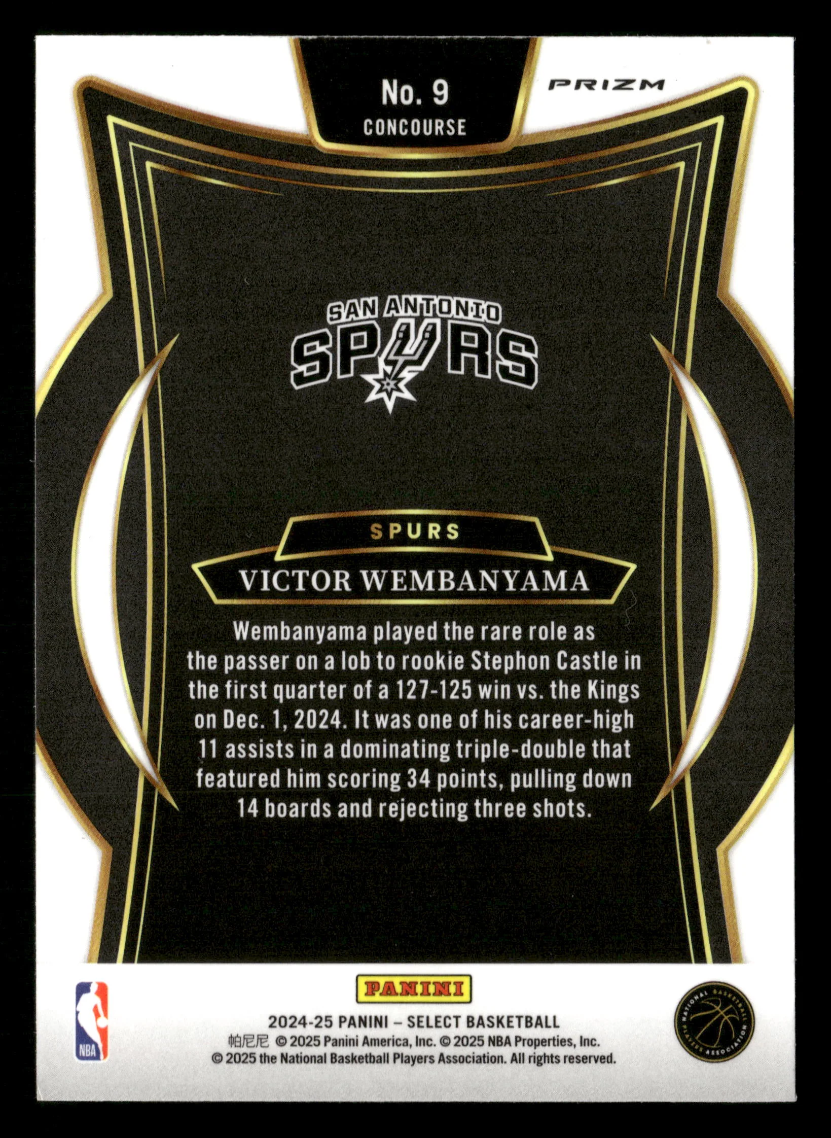 2024-25 Panini Select #9 Victor Wembanyama Orange Flash Prizm - Image 2