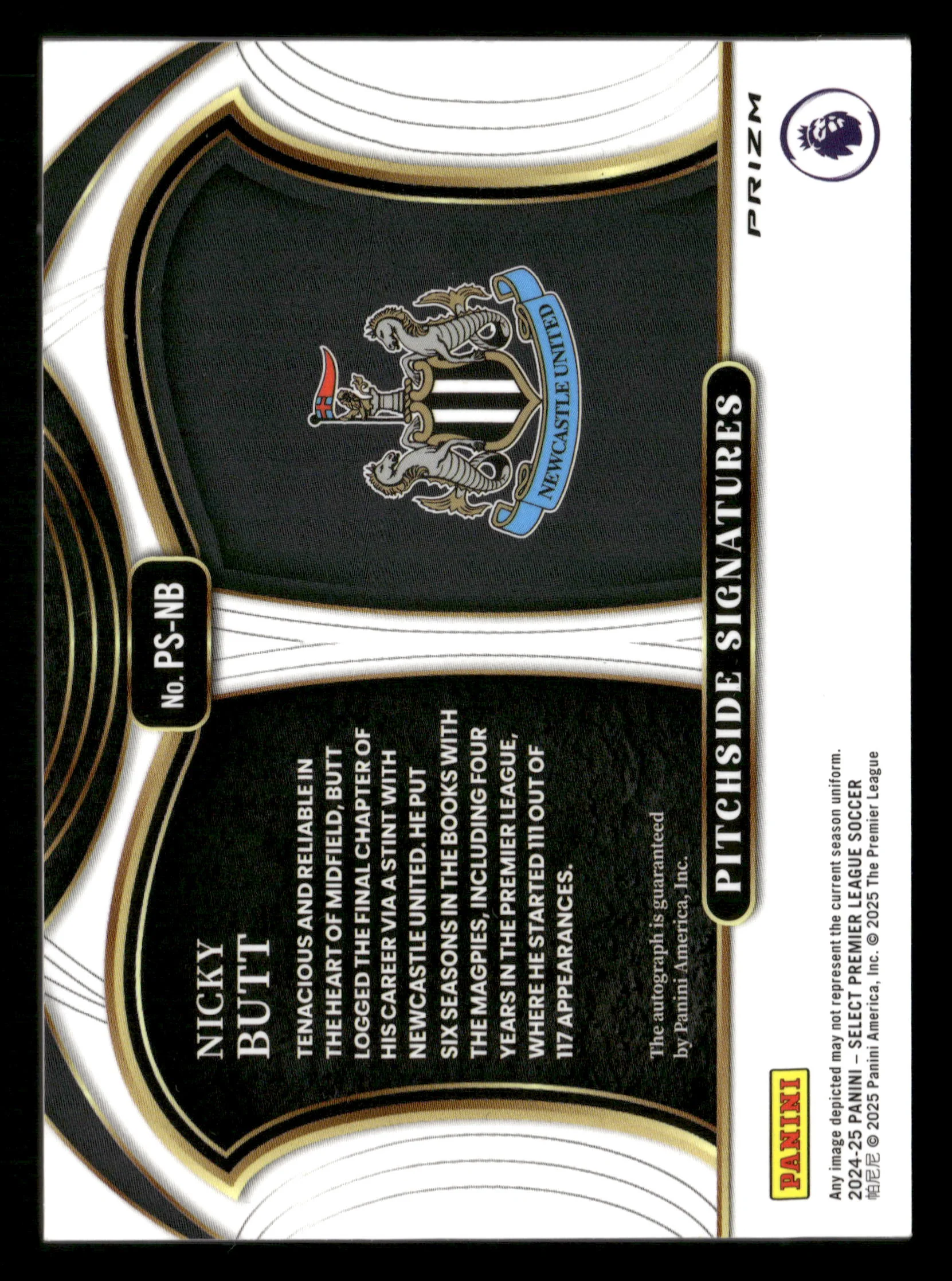 2024-25 Panini Select Premier League #PS-NB Nicky Butt Pitchside Signatures Red - Image 2