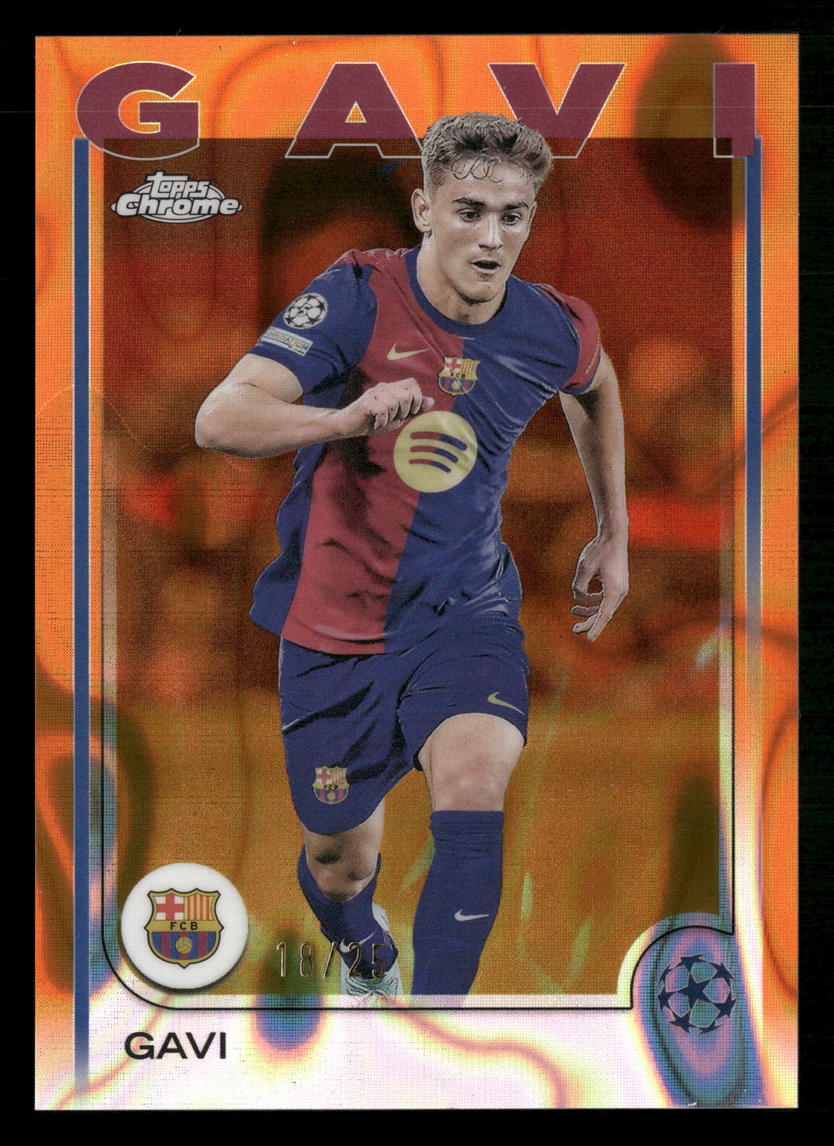 2024-25 Topps Chrome UCC #6 Gavi Orange Wave Refractor /25