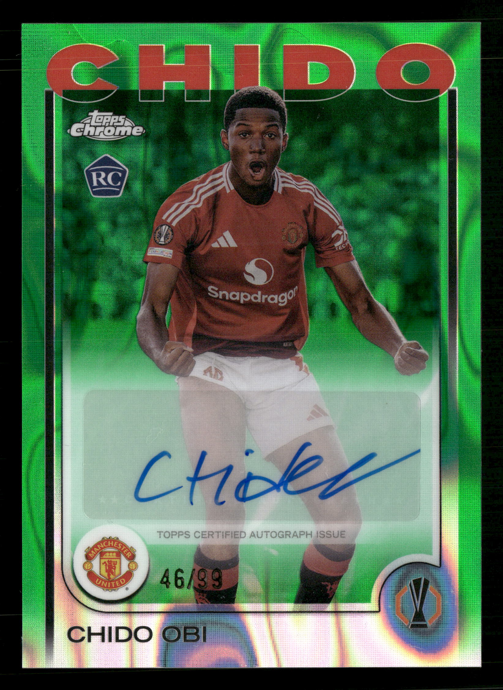 2024-25 Topps UCC#CA-CO Chido Obi Chrome Autographs Green Lava Refractor #/99