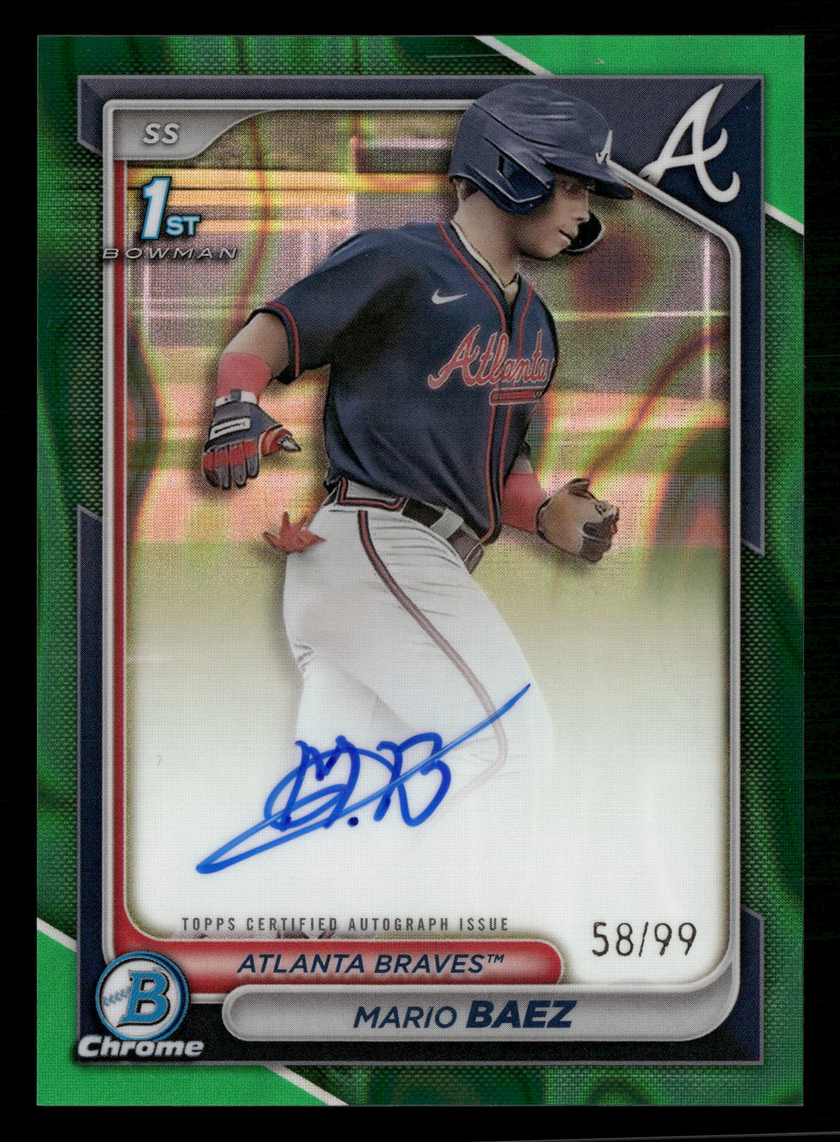 2024 Bowman Chrome #CPA-MB Mario Baez Prospect Auto Green Lava #/99