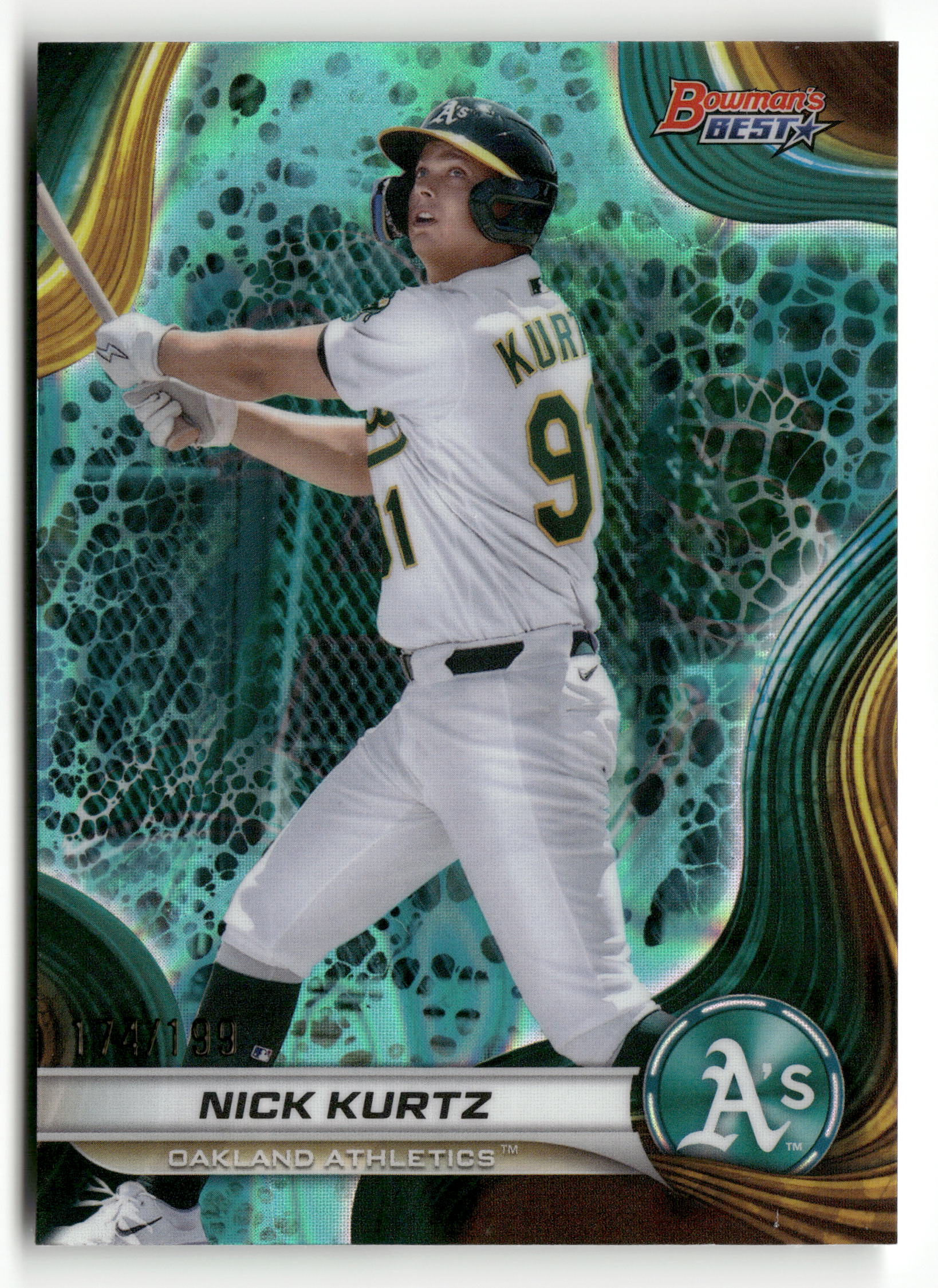2024 Bowman's Best #TP-14 Nick Kurtz Prospects Aqua Lava Refractors #/199