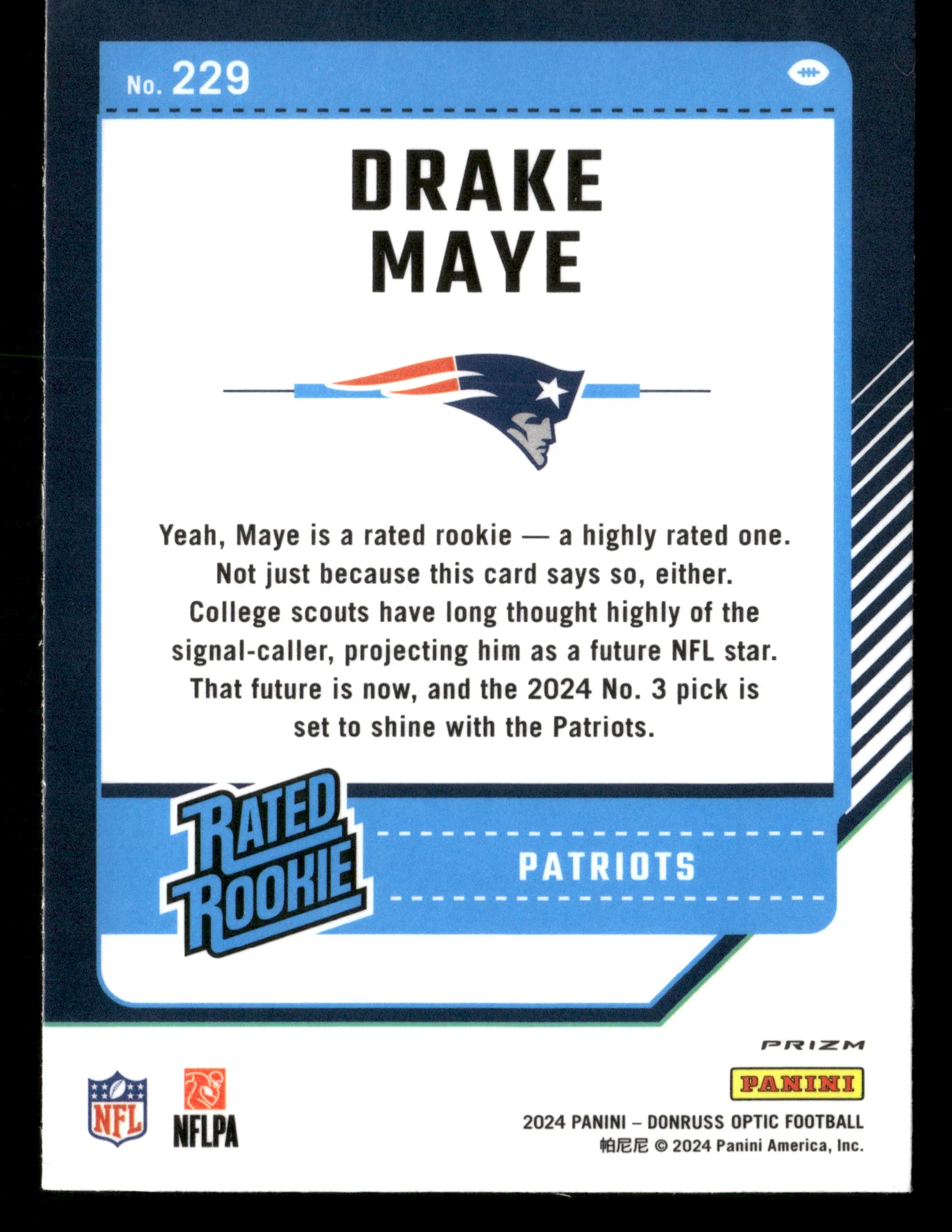 2024 Donruss Optic #229 Drake Maye Stars - Image 2