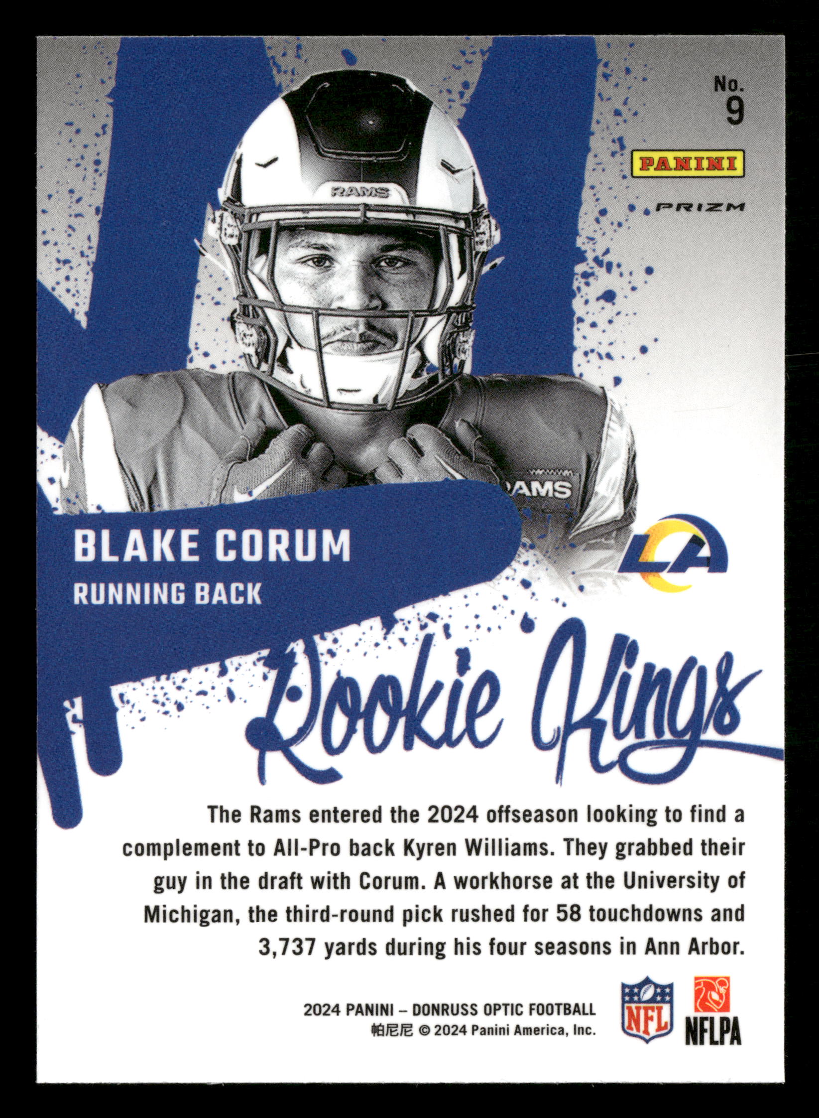 2024 Donruss Optic #9 Blake Corum Rookie Kings - Image 2