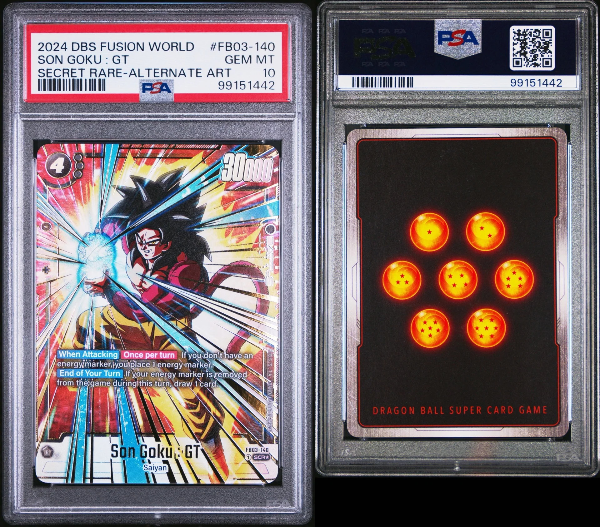2024 Dragonball Fusion World FB03-140 Son Goku: GT Secret Rare Alternate Art - Image 3