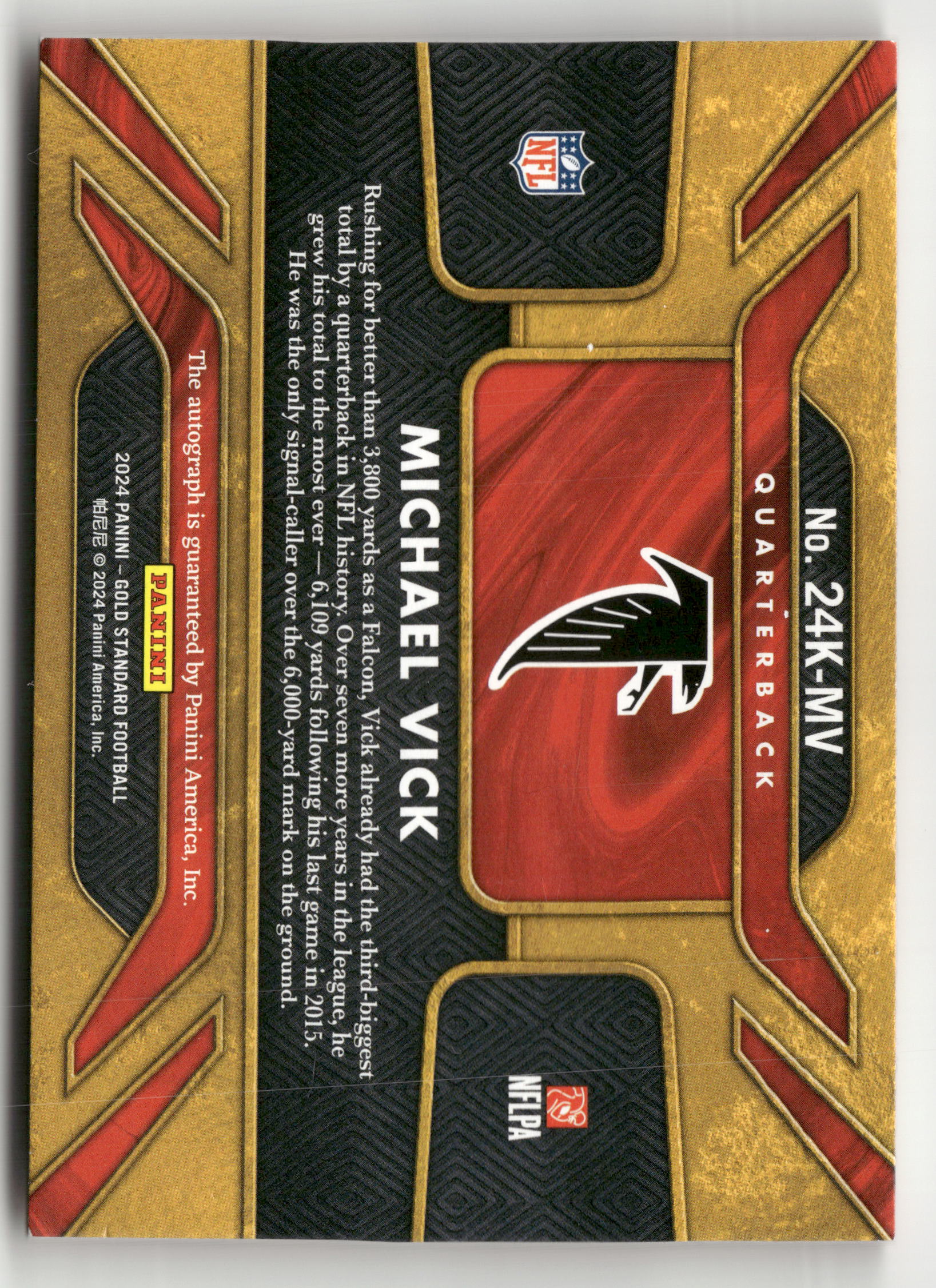 2024 Panini Gold Standard #24K-MV Michael Vick 24K Autographs #/99 - Image 2