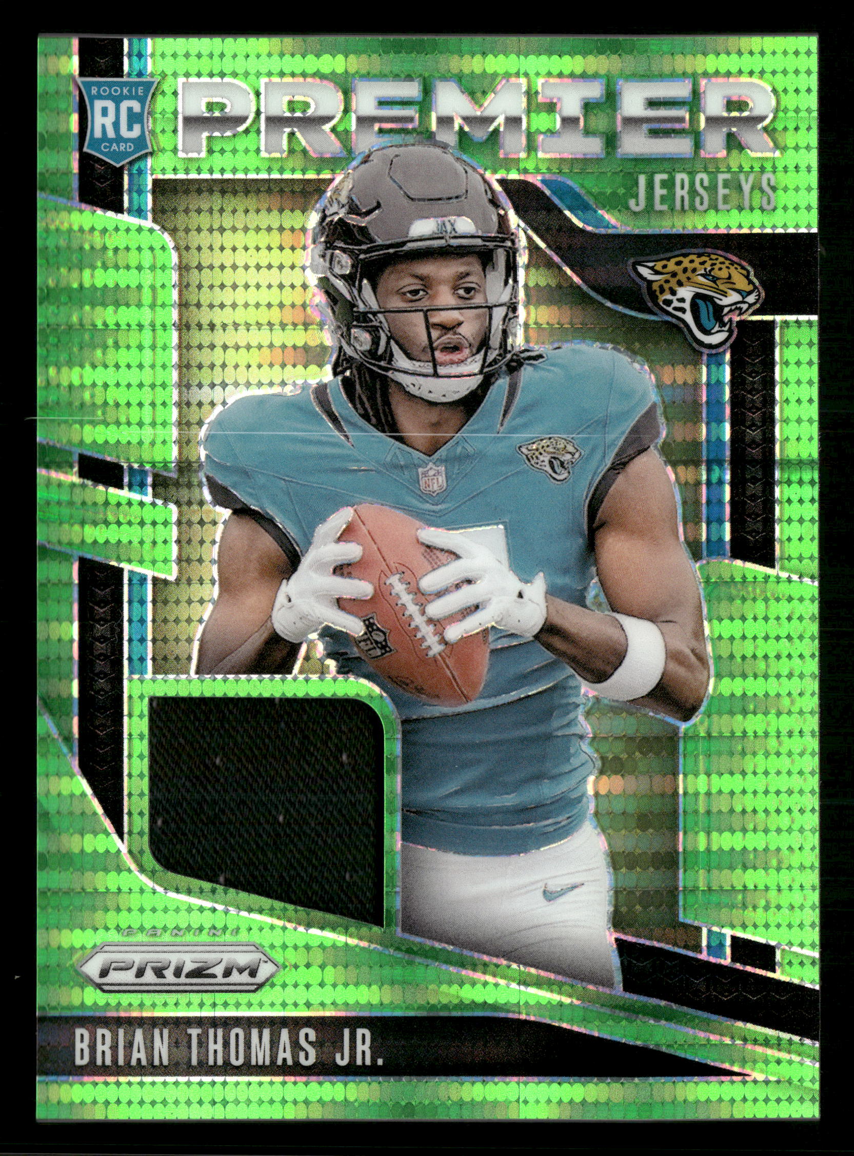 2024 Panini Prizm #PJ-BTJ Brian Thomas Jr. Premier Jerseys Neon Green Pulsar