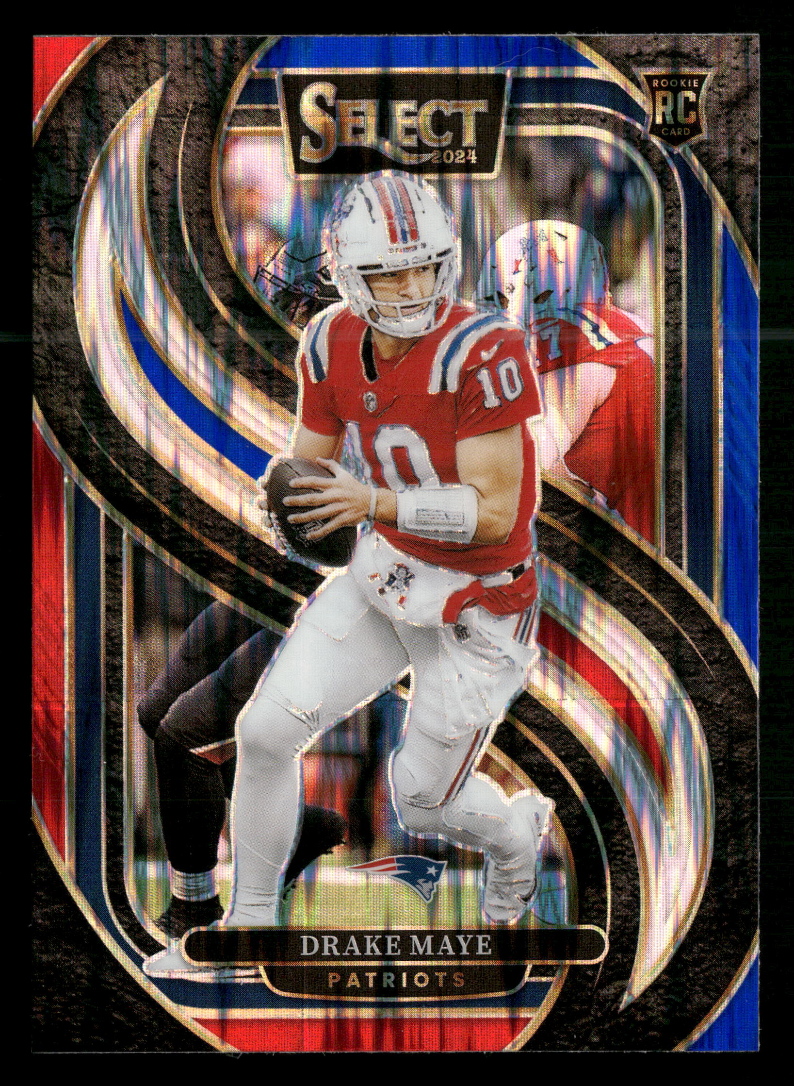 2024 Panini Select #113 Drake Maye Black & Red Prizm Shock - Image 3