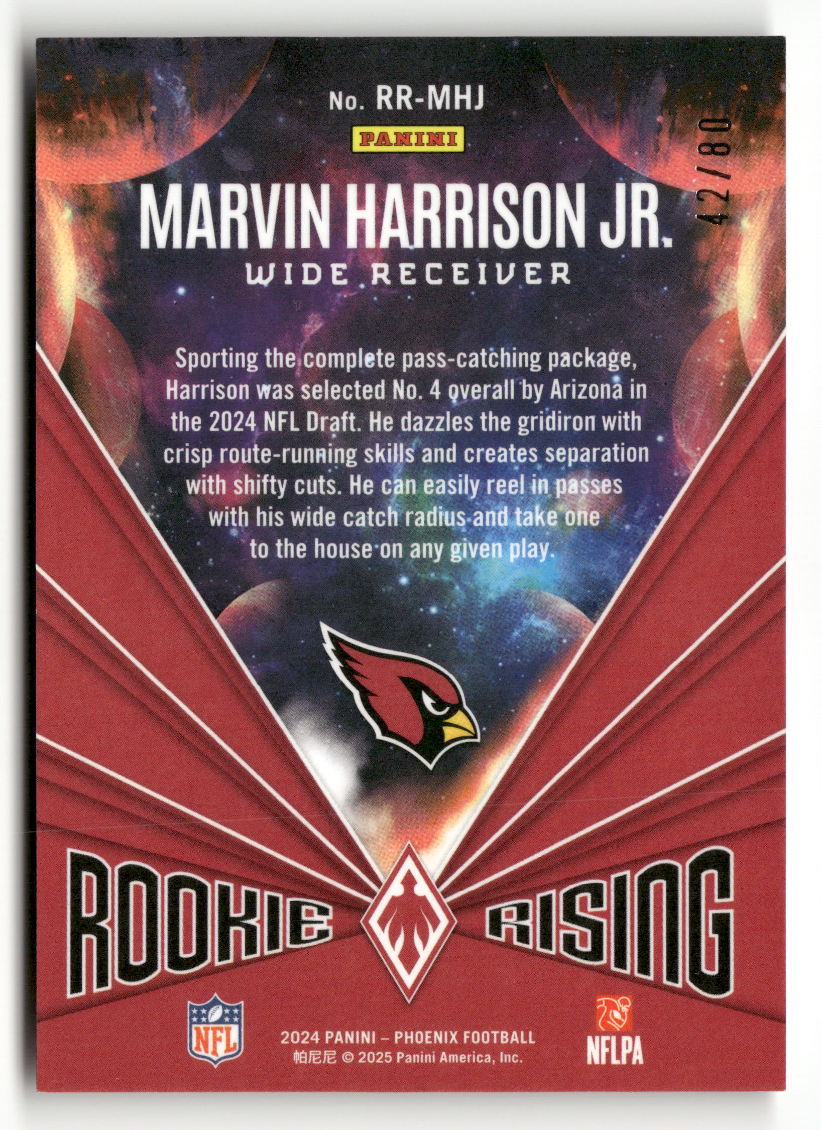 2024 Phoenix #RR-MHJ Marvin Harrison Jr Rookie Rising Pink #/80 - Image 2