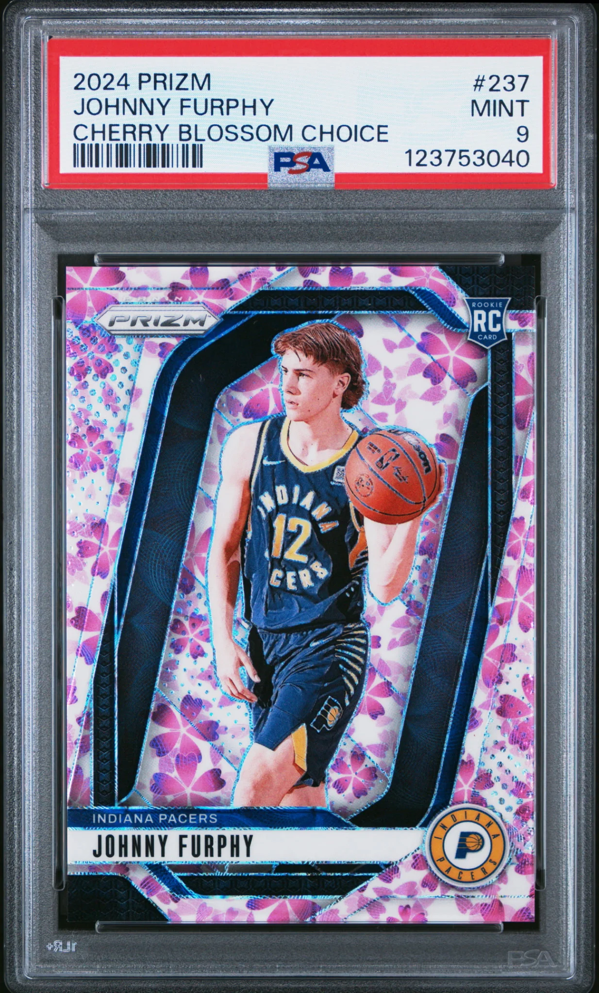 2024 Prizm Basketball Cherry Blossom Choice #237 Johnny Furphy /20 PSA 9