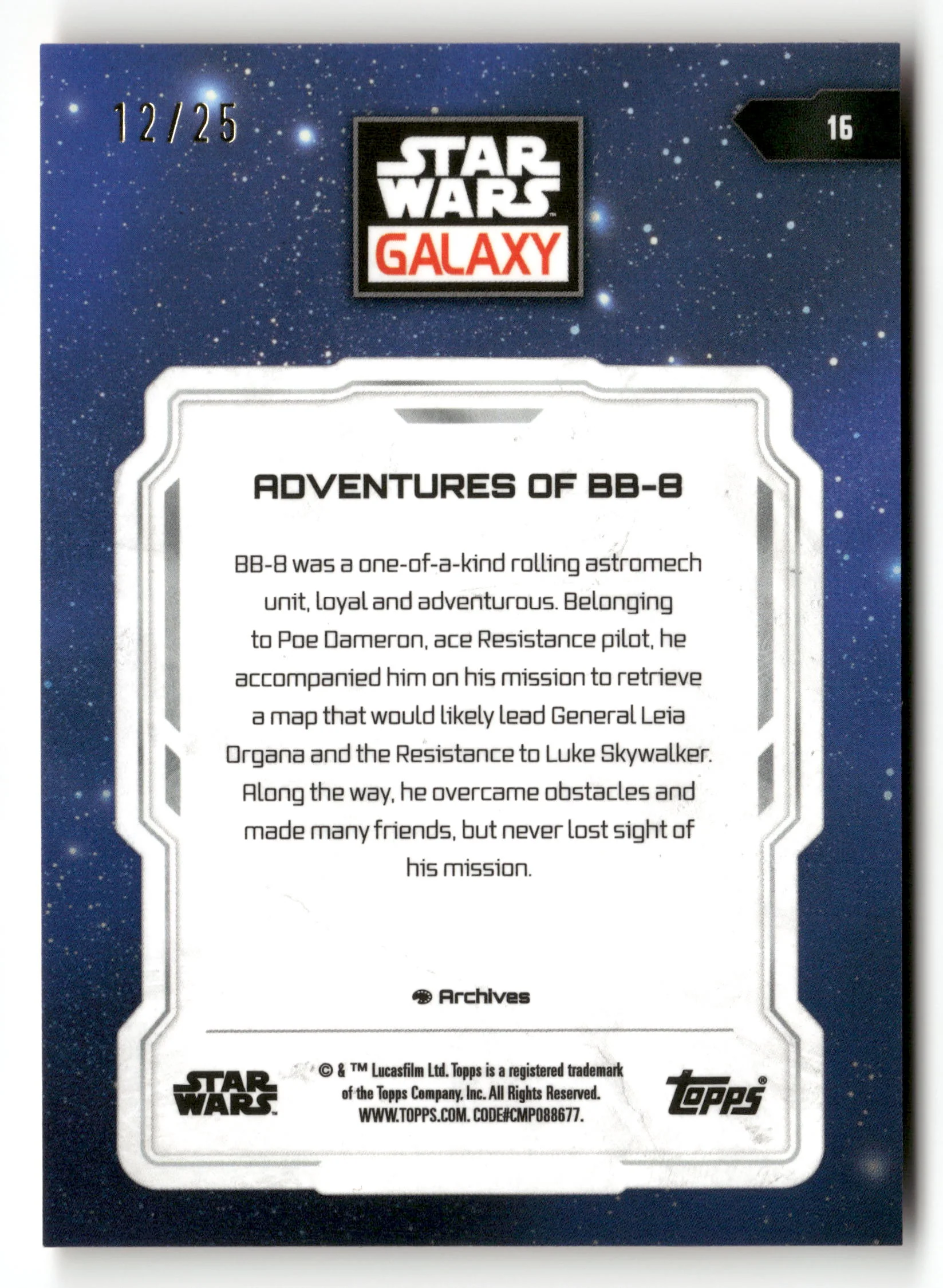 2024 Topps Chrome Galaxy #16 Adventures of BB-8 Orange /25 - Image 2