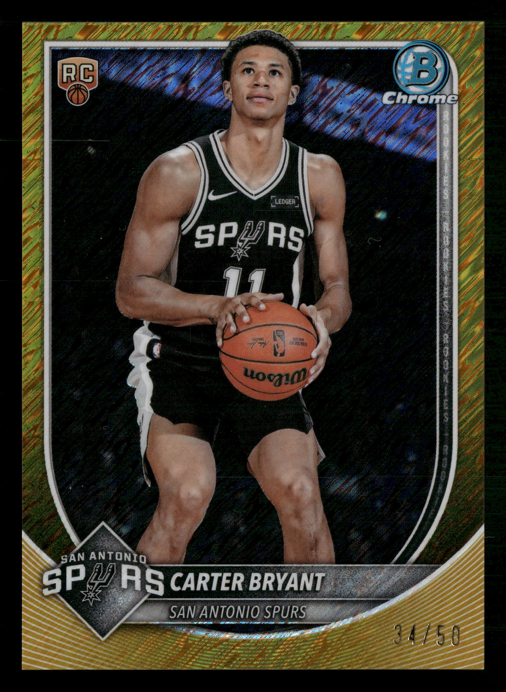2025-26 Bowman #14 Carter Bryant Gold Refactor /50