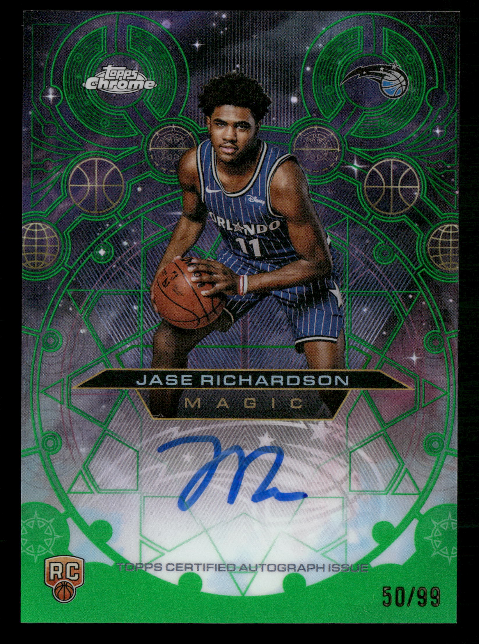 2025-26 Chrome #CHR-JR Jase Richardson Chromographs RC Green Refractor #/99