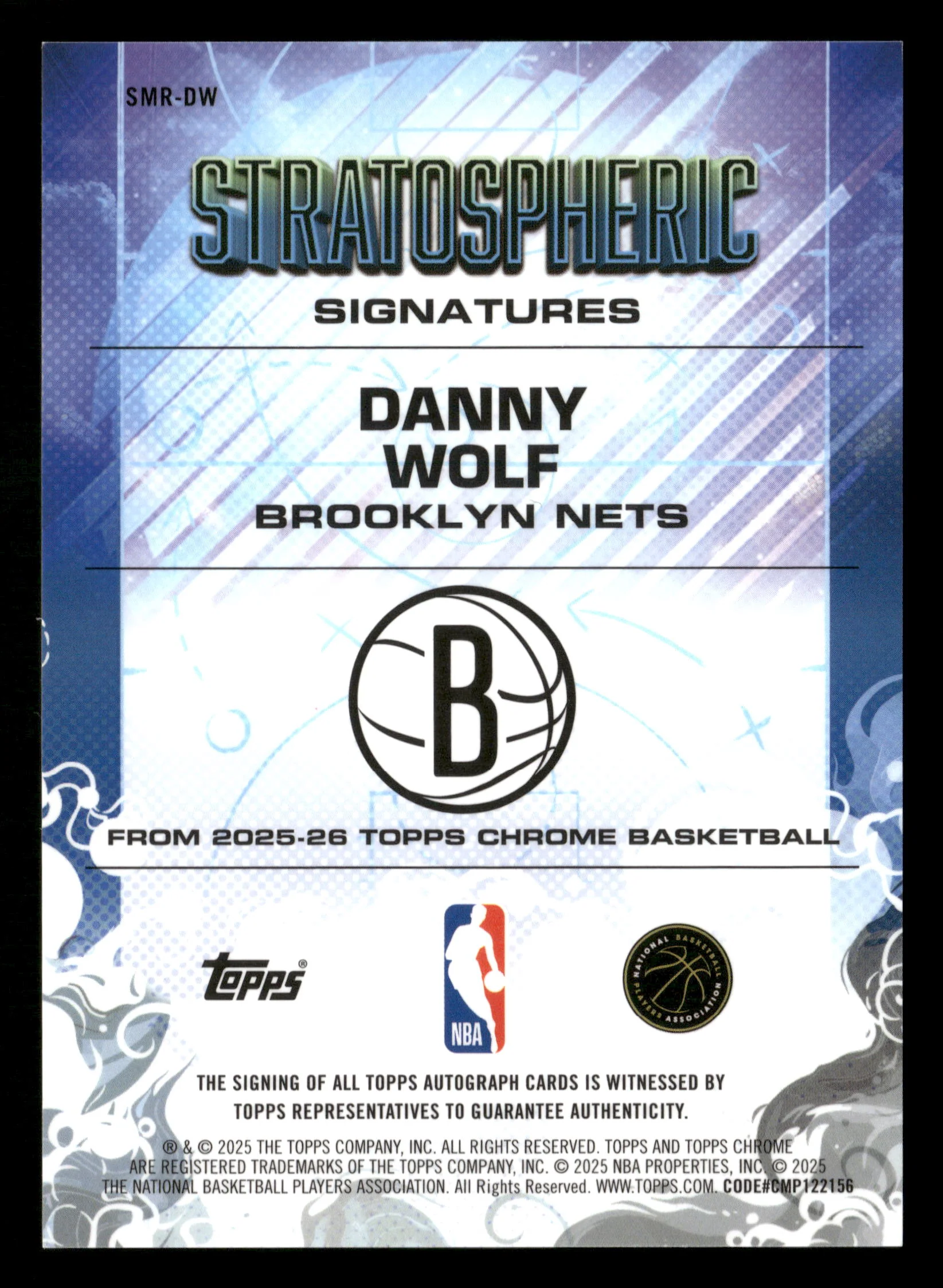 2025-26 Chrome #SMR-DW Danny Wolf Stratospheric Signatures Rookies Gold /50 - Image 2