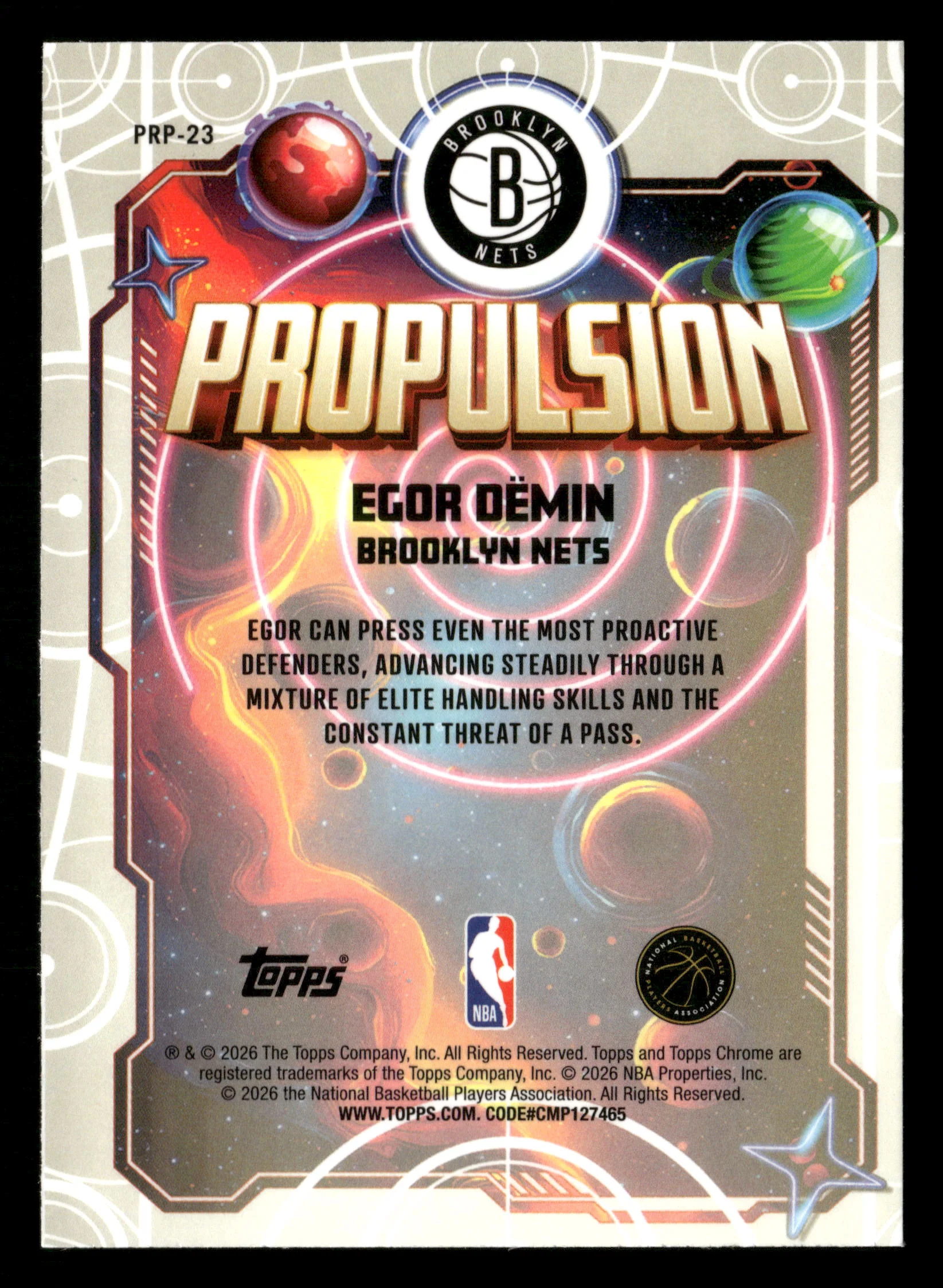 2025-26 Cosmic #PRP-23 Egor Dëmin Propulsion Purple #/150 - Image 2
