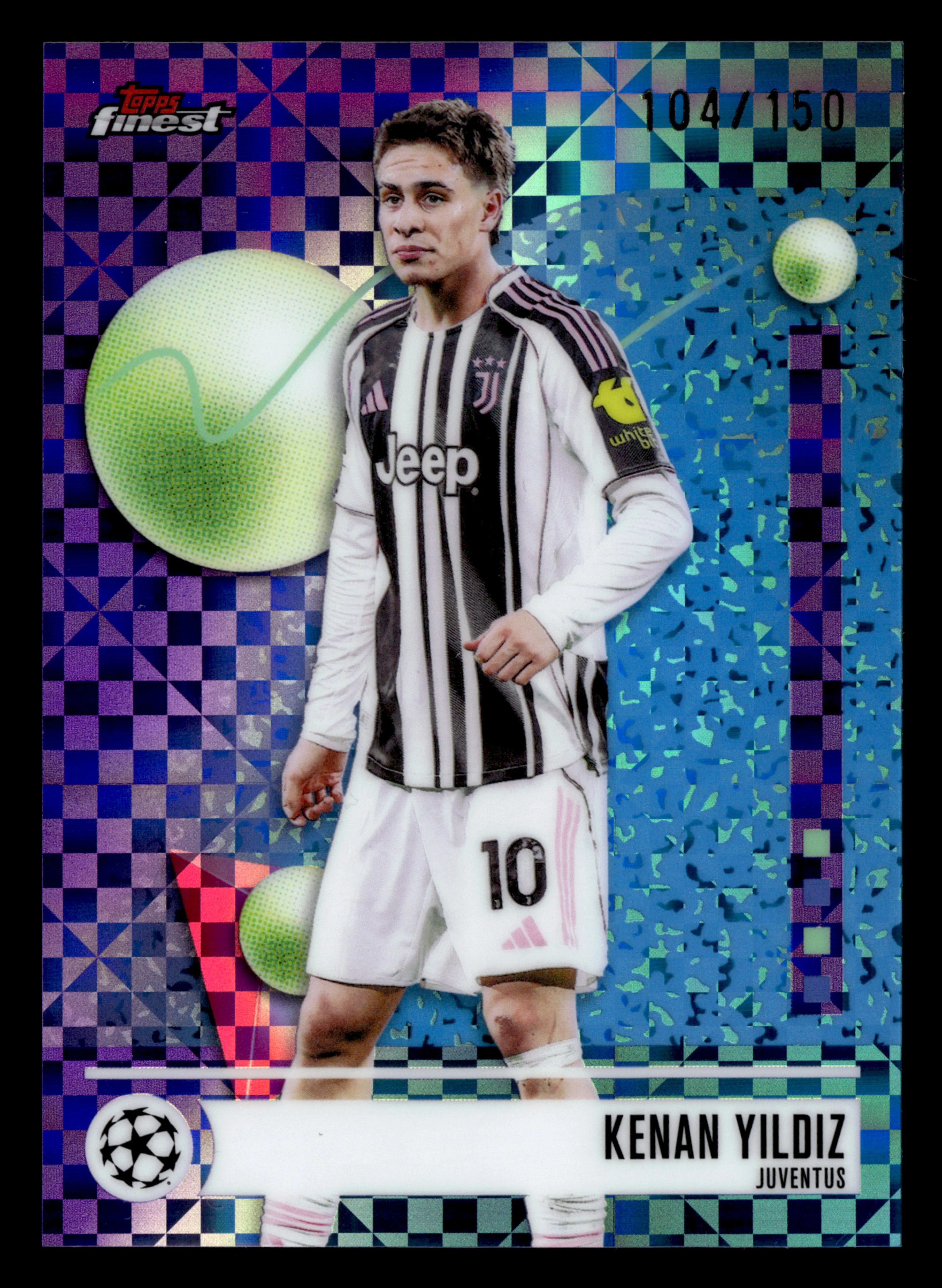 2025-26 Finest UCC #160 Kenan Yildiz Purple Checkerboard Refractor #/150