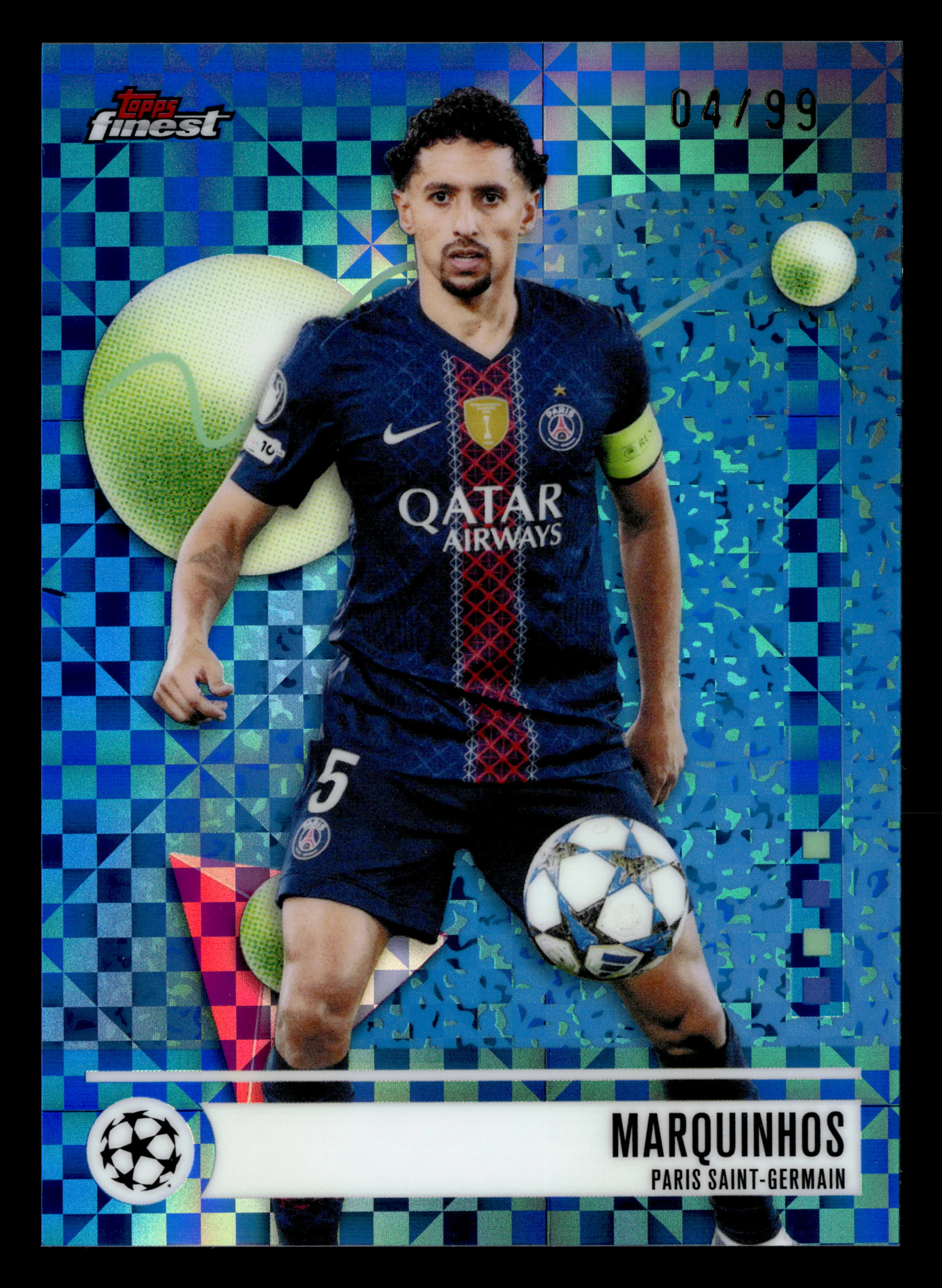 2025-26 Finest UCC #166 Marquinhos Blue Checkerboard Refractor #/99