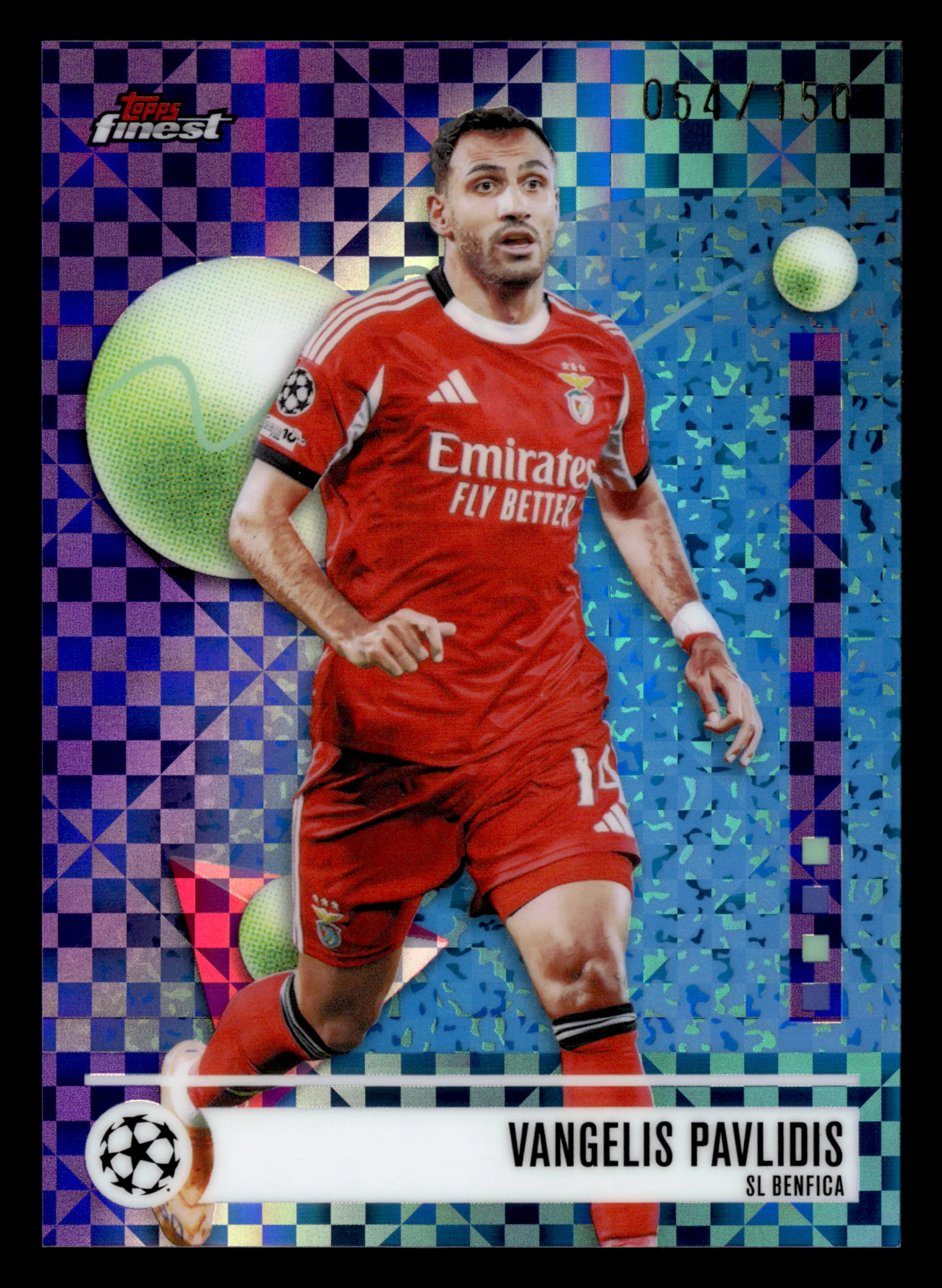 2025-26 Finest UCC #190 Vangelis Pavlidis Purple Checkerboard Refractor #/150