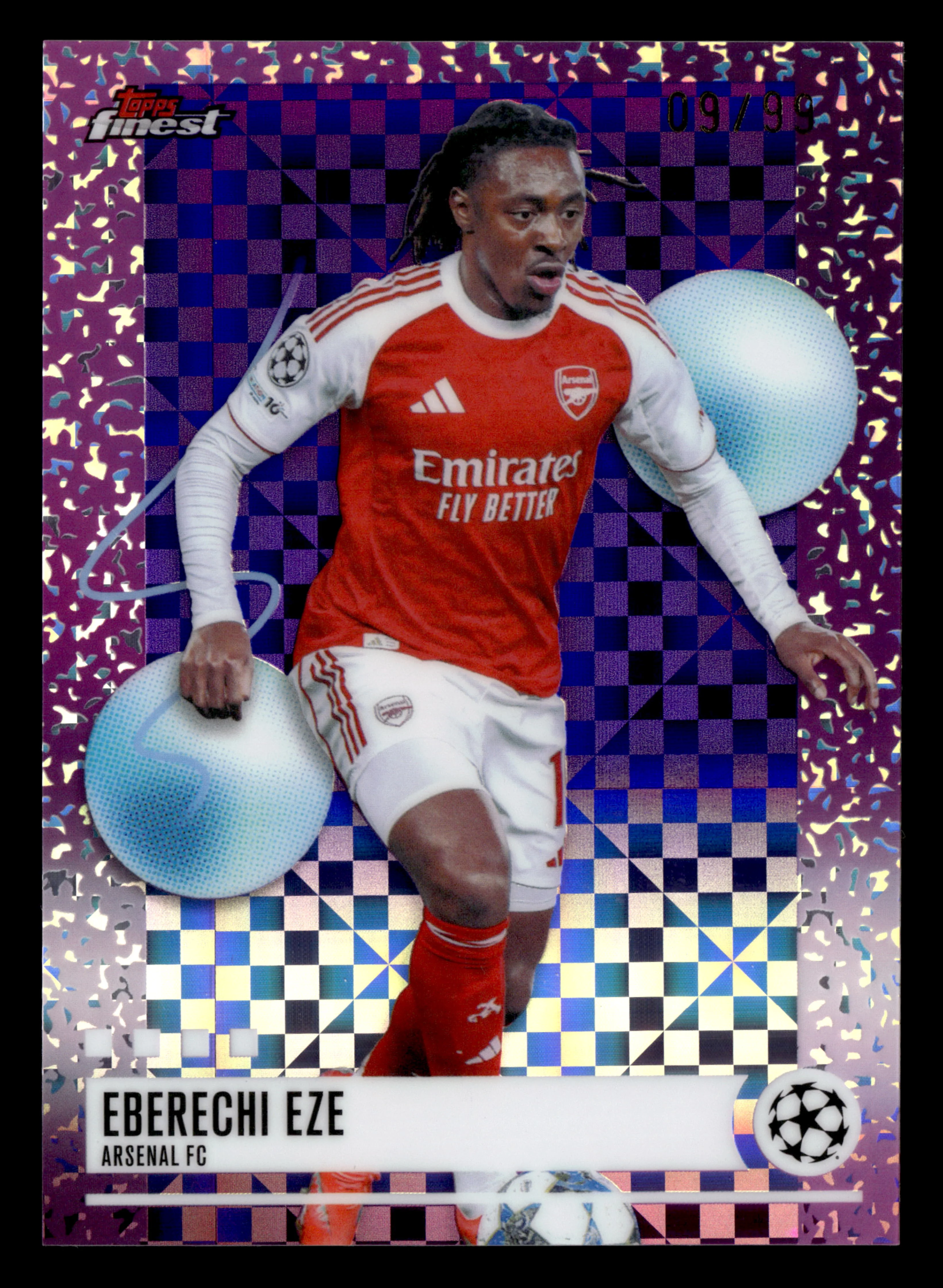 2025-26 Finest UCC #236 Eberechi Eze Purple Checkerboard Ref #/99