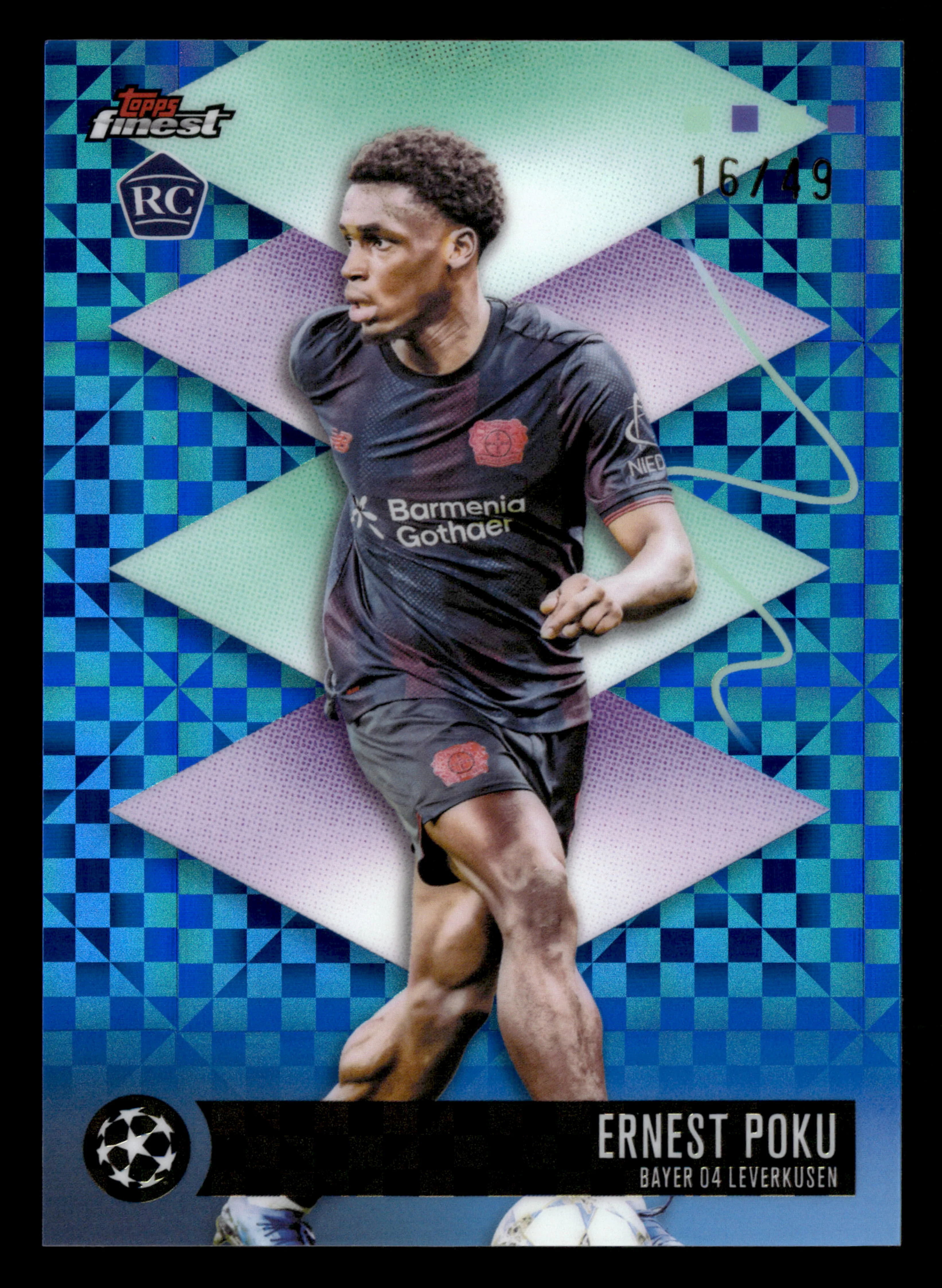 2025-26 Finest UCC #415 Ernest Poku Blue Checkerboard Refractor #/49