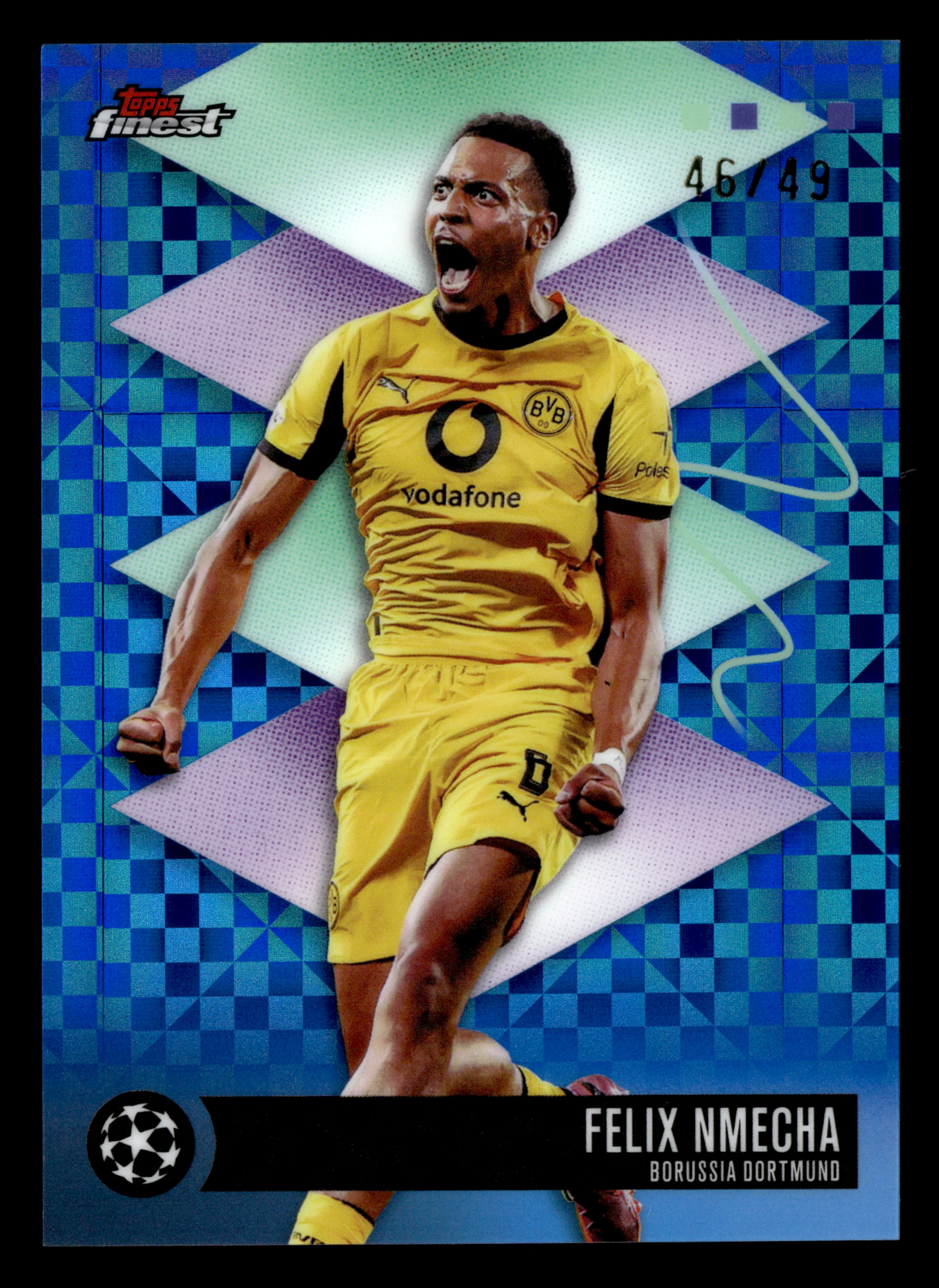 2025-26 Finest UCC #434 Felix Nmecha Blue Checkerboard Refractor #/49