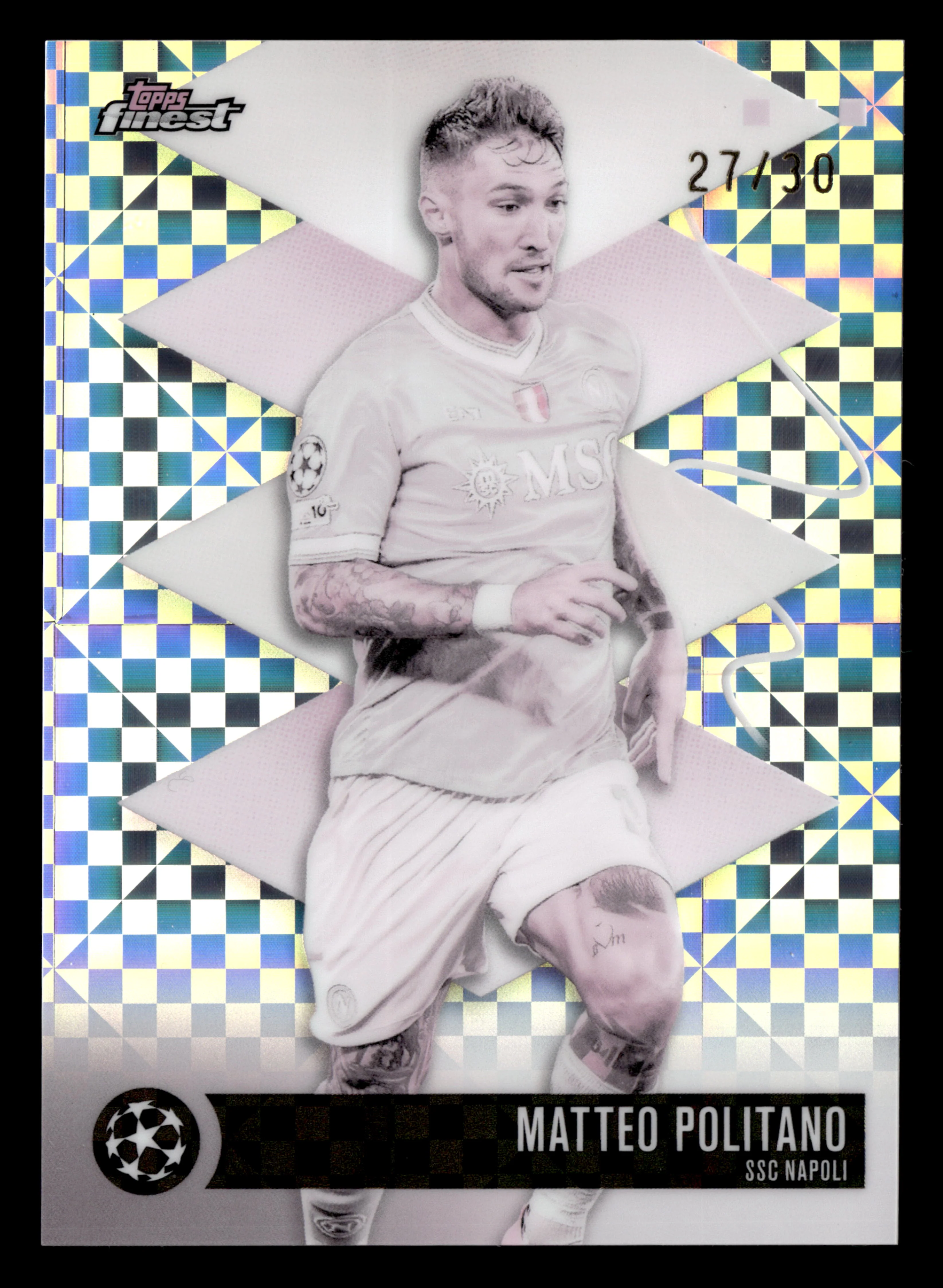 2025-26 Finest UCC #549 Matteo Politano Pearl Checkerboard Refractor #/30