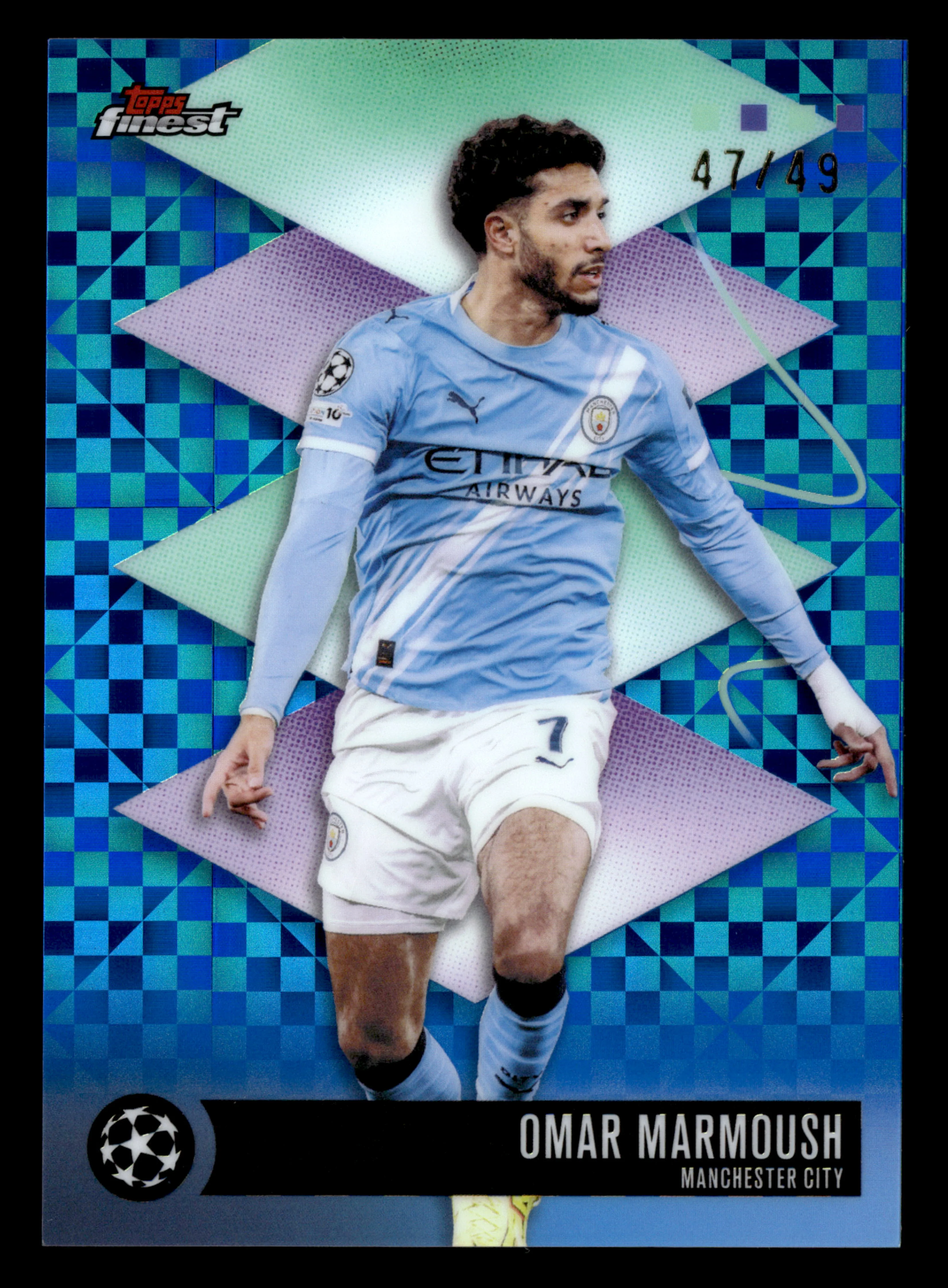 2025-26 Finest UCC #569 Omar Marmoush Blue Checkerboard Refractor #/49