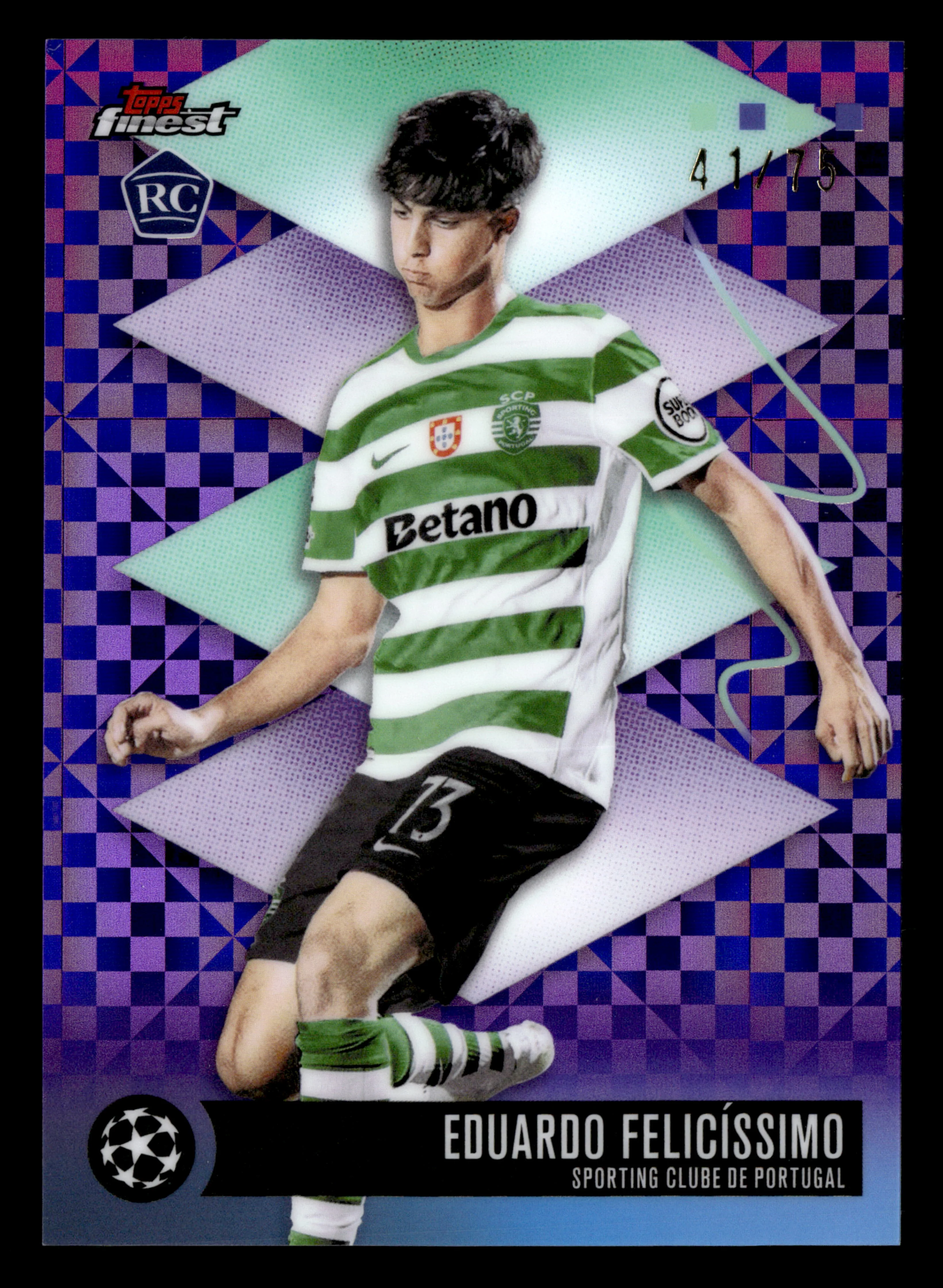 2025-26 Finest UCC #598 Eduardo Felicíssimo Purple Checkerboard Refractor #/75