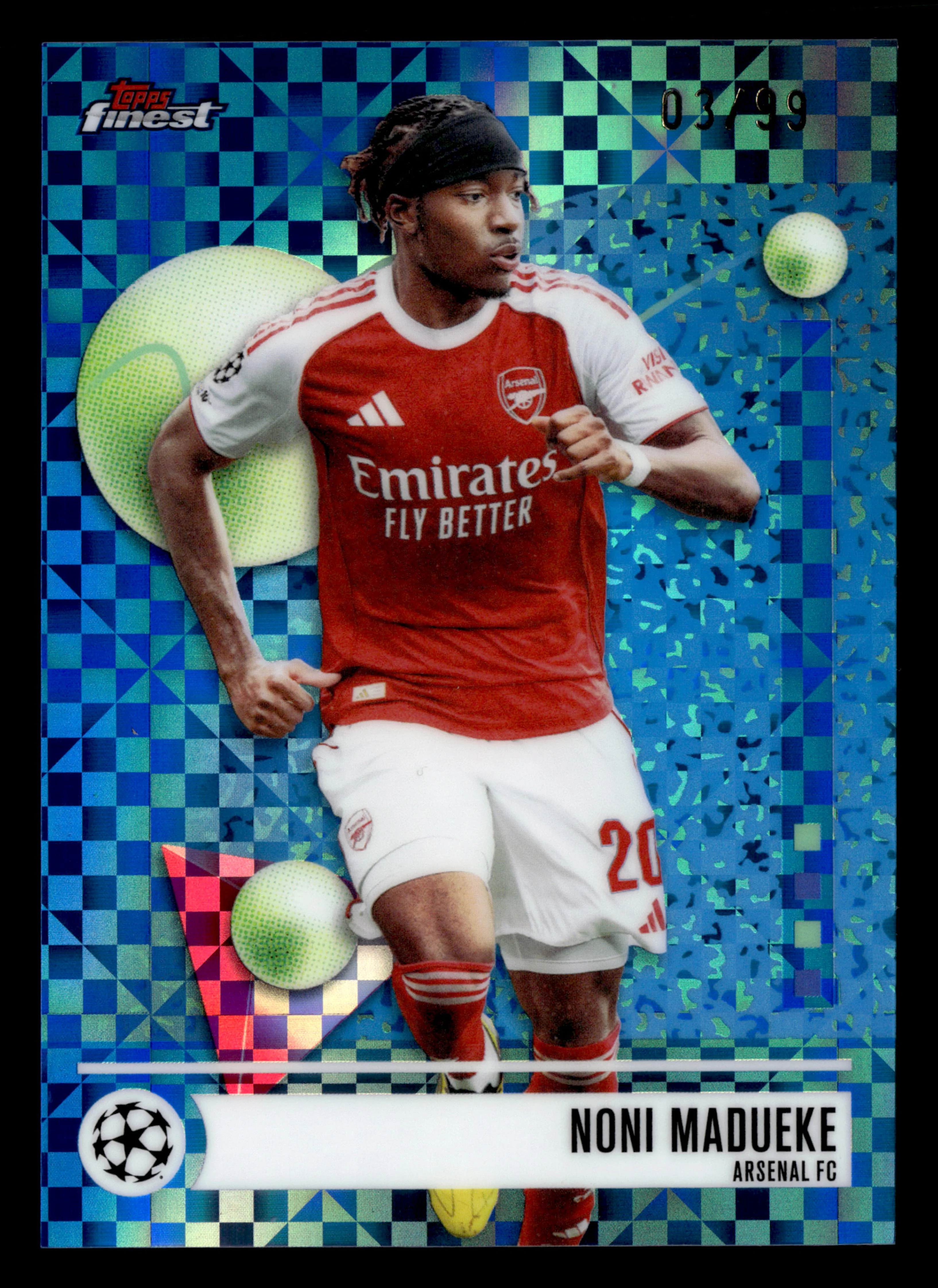 2025-26 Finest UCC #65 Noni Madueke Blue Checkerboard Refractor #/99