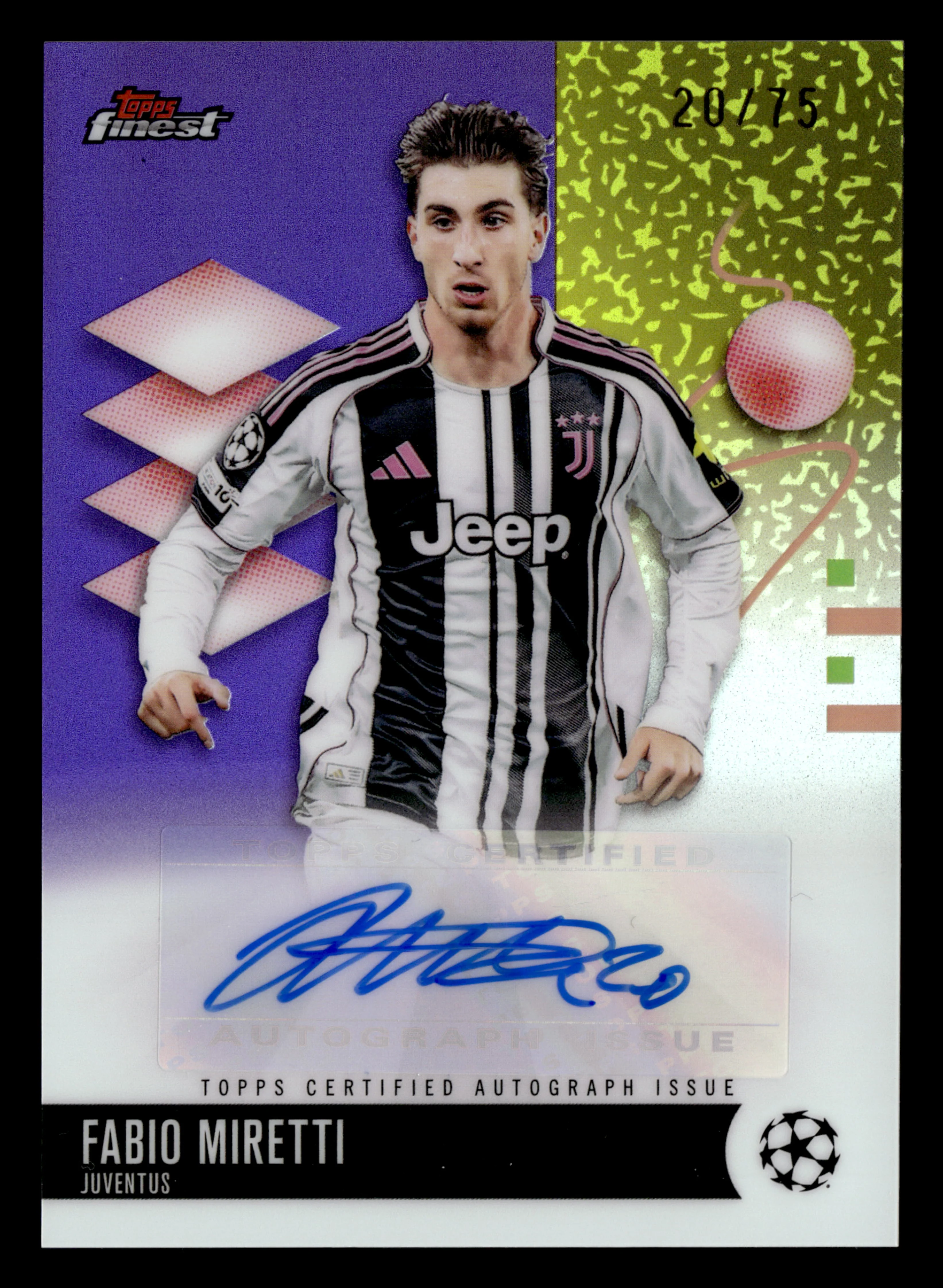 2025-26 Finest UCC #BA-FA Fabio Miretti Base Autographs Purple Refractor #/75